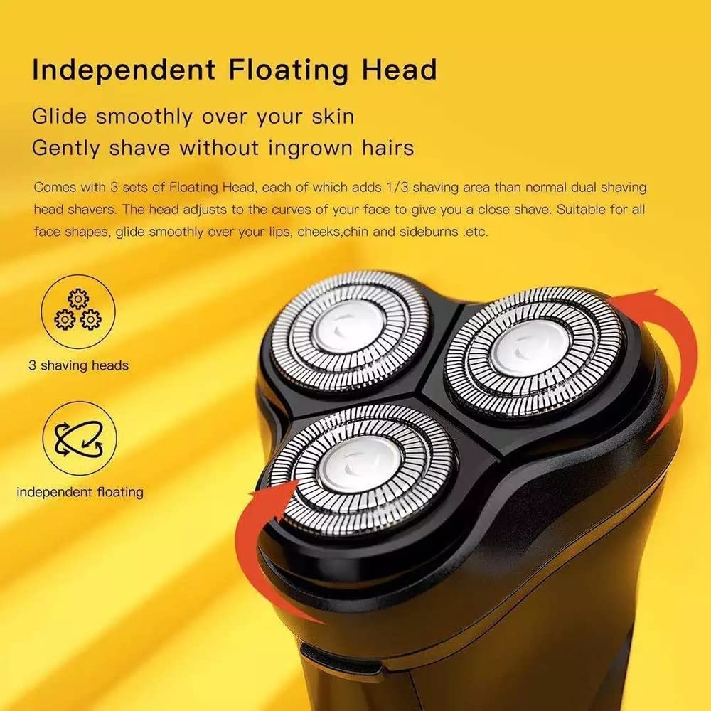 Rechargeable Cordless 3D Rotary Electric Razor for Men - Pop-Up Beard Trimmer & Face Shaver - Perfect for Travel, Home & Office Use
