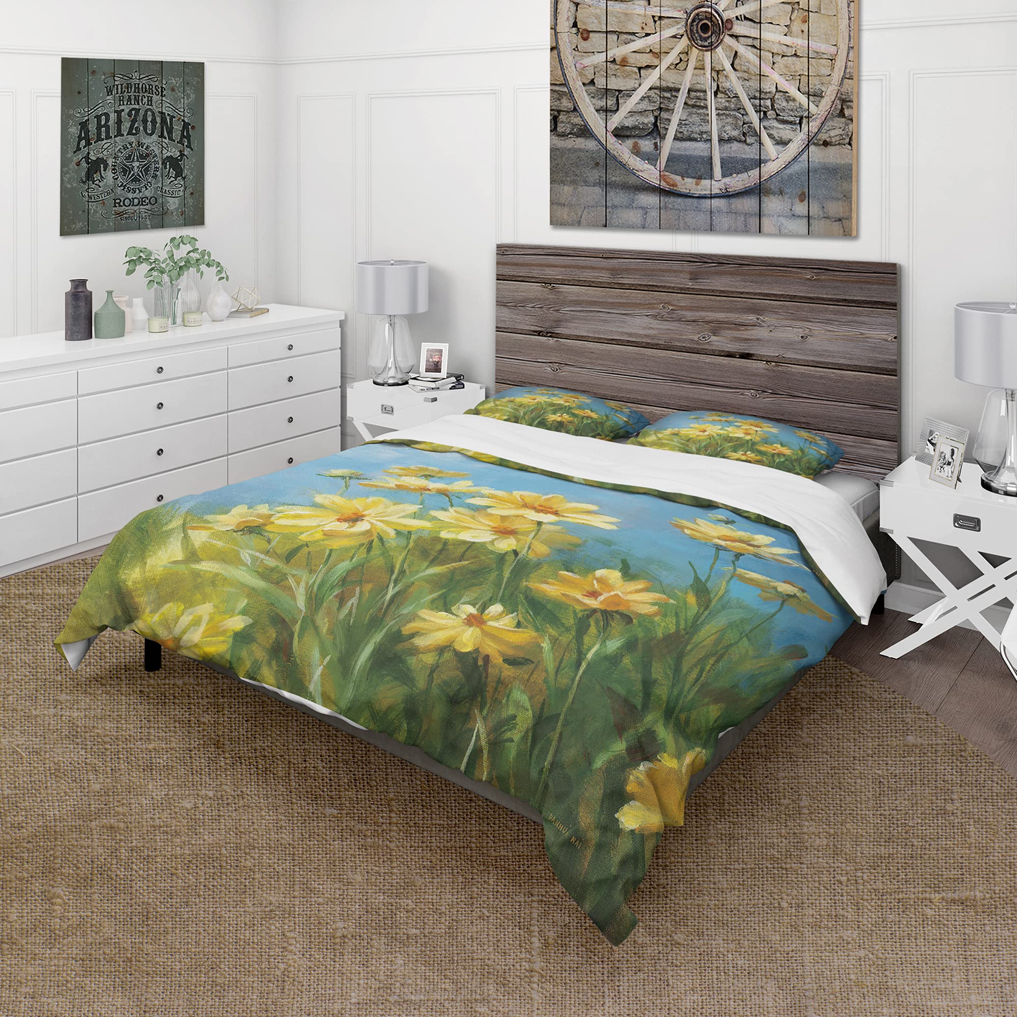 DesignQ Summer Field Traditional Blue Floral Duvet Cover Set Twin - 3 Piece All Season Bedding Set for Comfort & Style | Perfect for Guest Rooms, Dorms & Cozy Bedrooms