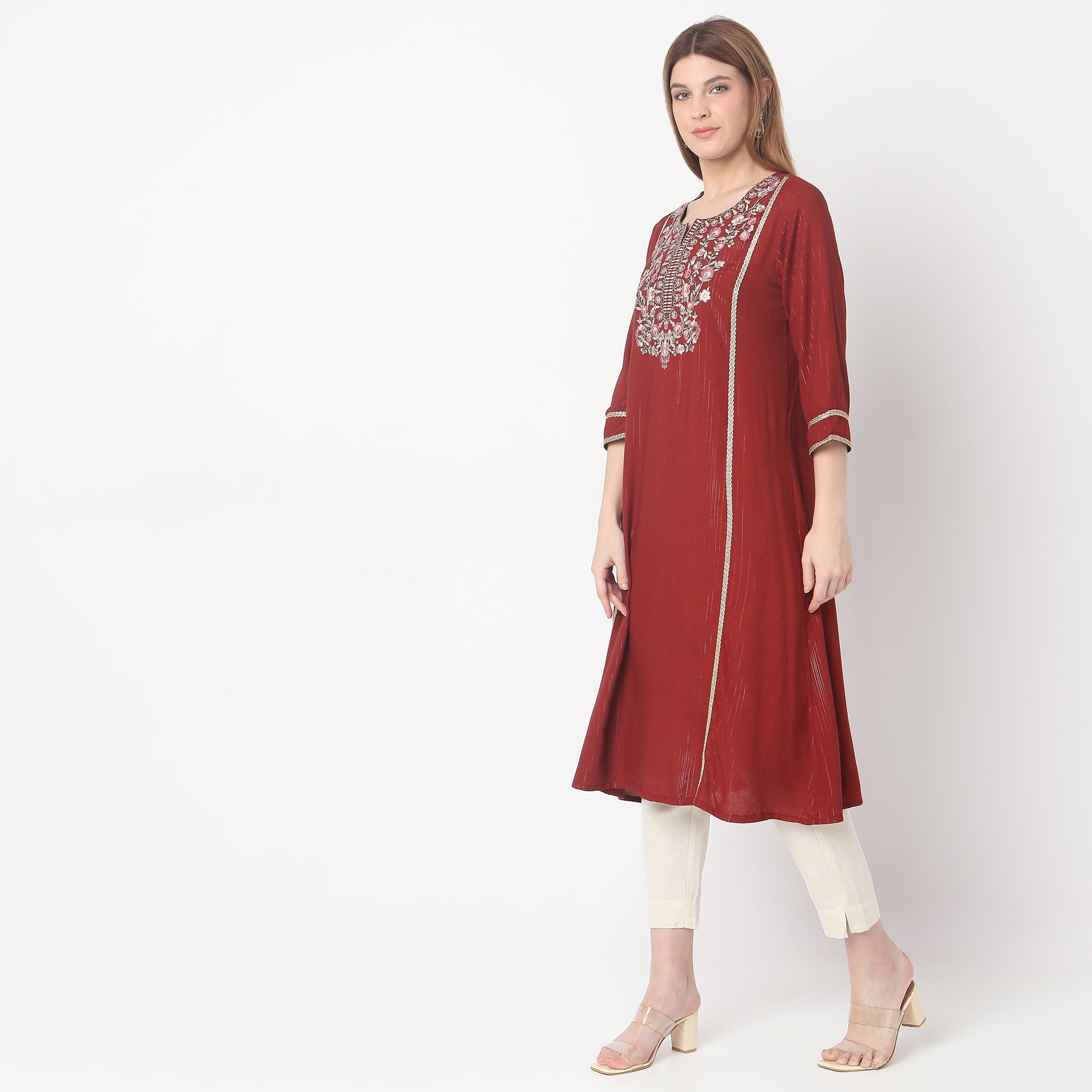 Flare Fit Embroidered Kurta for Women | Stylish Indian Ethnic Tunic Top | Perfect for Festivals, Weddings & Casual Wear