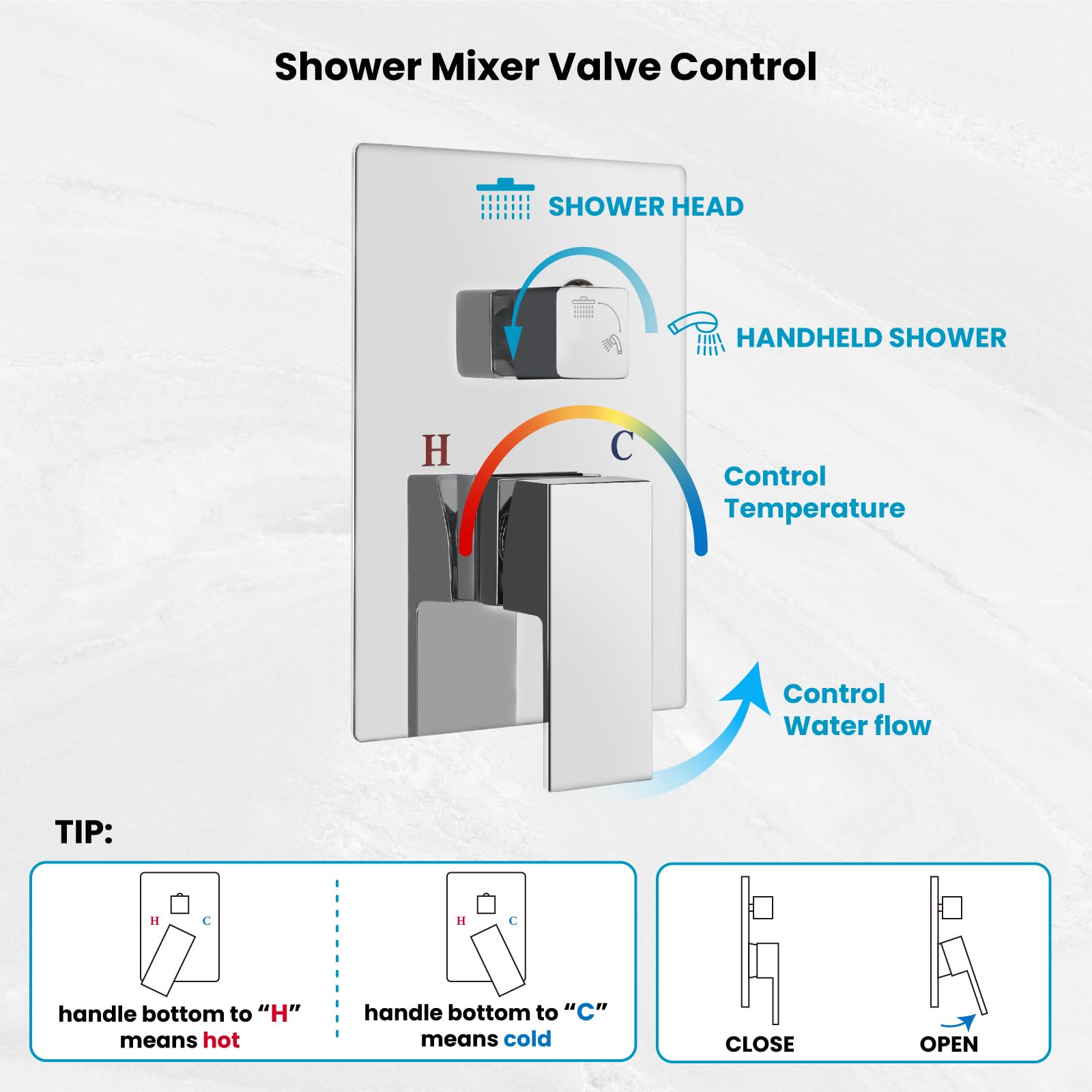 Gotonovo Rainfall Shower System - 12 Inch Polished Chrome Wall Mounted Shower Head with Pressure Balancing Mixer Valve - Complete Bathroom Shower Combo for Luxurious Spa Experience at Home