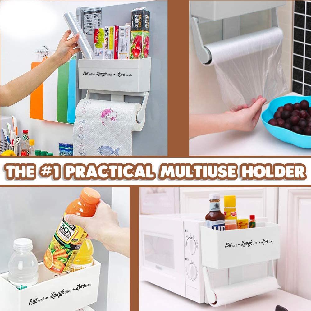 Magnetic Paper Towel Holder for Refrigerator with Storage Shelf - Heavy Duty Kitchen Organizer Rack for Regular to Jumbo Paper Towel Rolls (4.4 lbs Capacity) - Strong Fridge Mount for Metal Surfaces - Perfect for Kitchen, Pantry, RV & Office Use