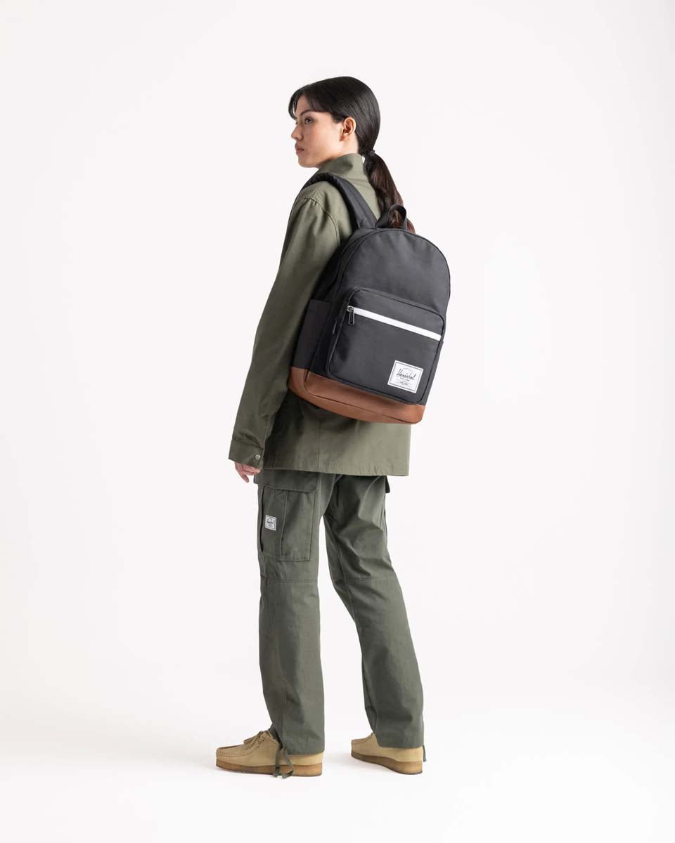 Herschel Pop Quiz Backpack - Stylish & Durable School & Travel Backpack for Men & Women - Perfect for College, Work & Outdoor Adventures (Black/Tan)