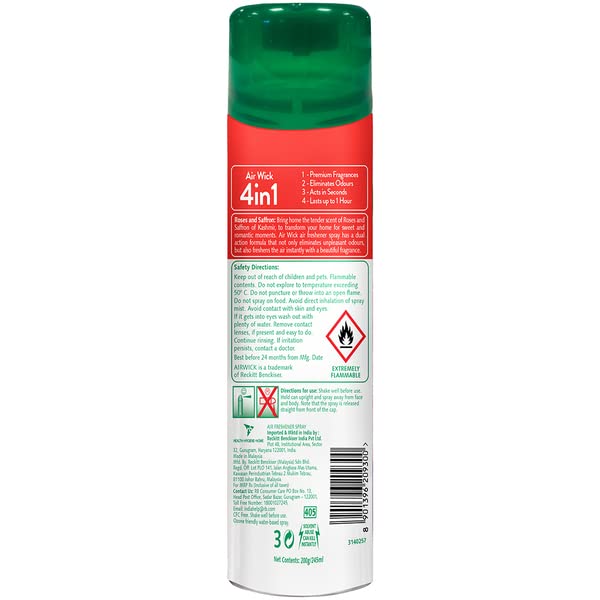 Air Wick Room Freshener Spray - 8.3 oz (245 ml) Rose & Saffron Scent | Long Lasting Air Freshener for Home, Bathroom & Office | Eliminates Odors | Perfect for Living Rooms, Bedrooms & Small Spaces