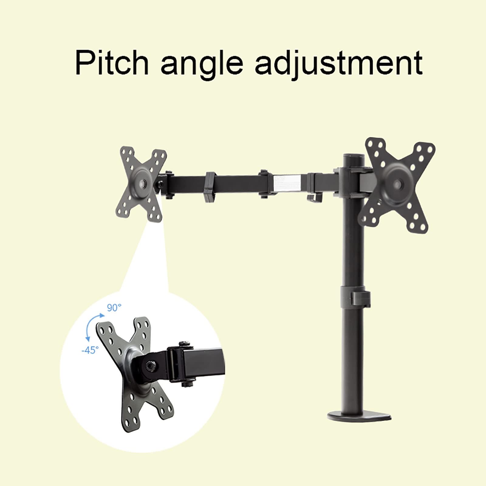 YIHANSS Universal TV Stand Dual Monitor Desk Mount - Adjustable Height Freestanding Two Arm Stand for 13-27 Inch Screens - Perfect for Home Office, Gaming Setup & Workspace Organization