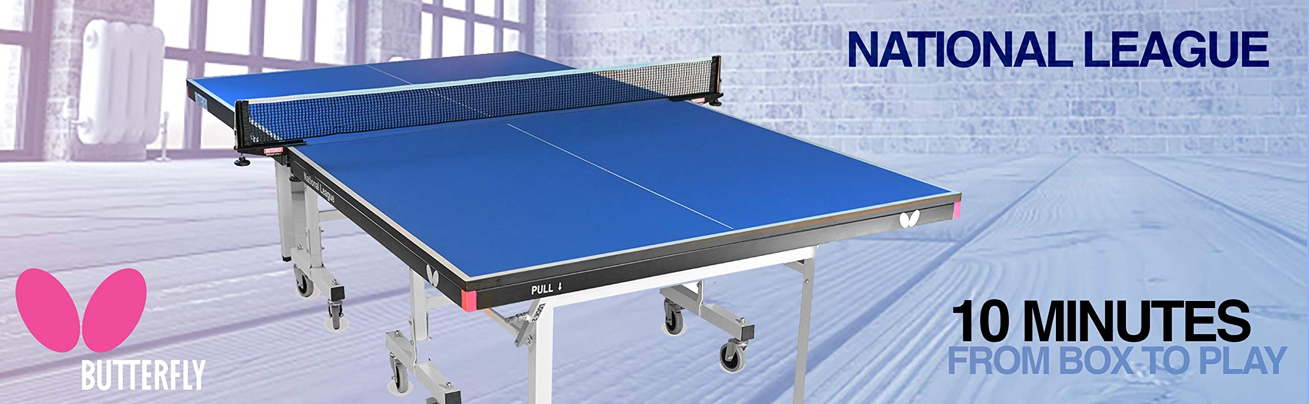 Butterfly National League 25mm Professional Ping Pong Table - Quick Assembly Indoor Folding Table Tennis for Home & Tournaments | Competition-Level Game Table for Clubs, Gyms & Recreation Rooms
