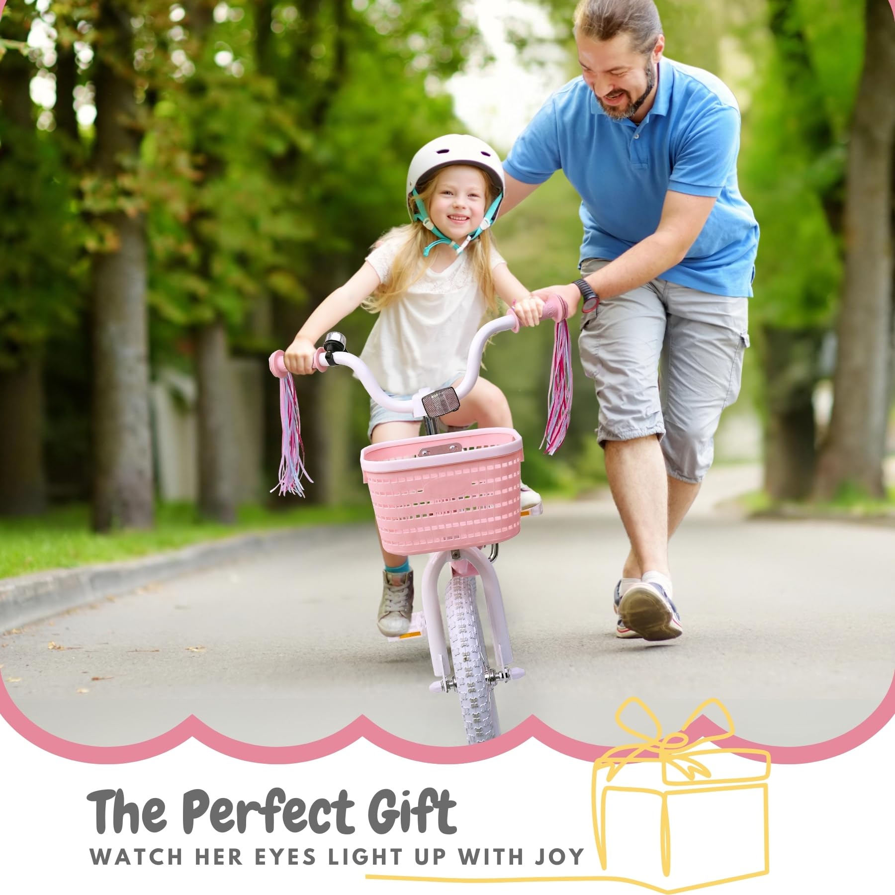 16 Inch Pink Girls Bike for Kids 3-5 Years Old - Training Wheels, Basket & Coaster Brake - Perfect Birthday Gift for Toddlers - Ideal for Neighborhood Rides, Park Adventures & Learning to Cycle