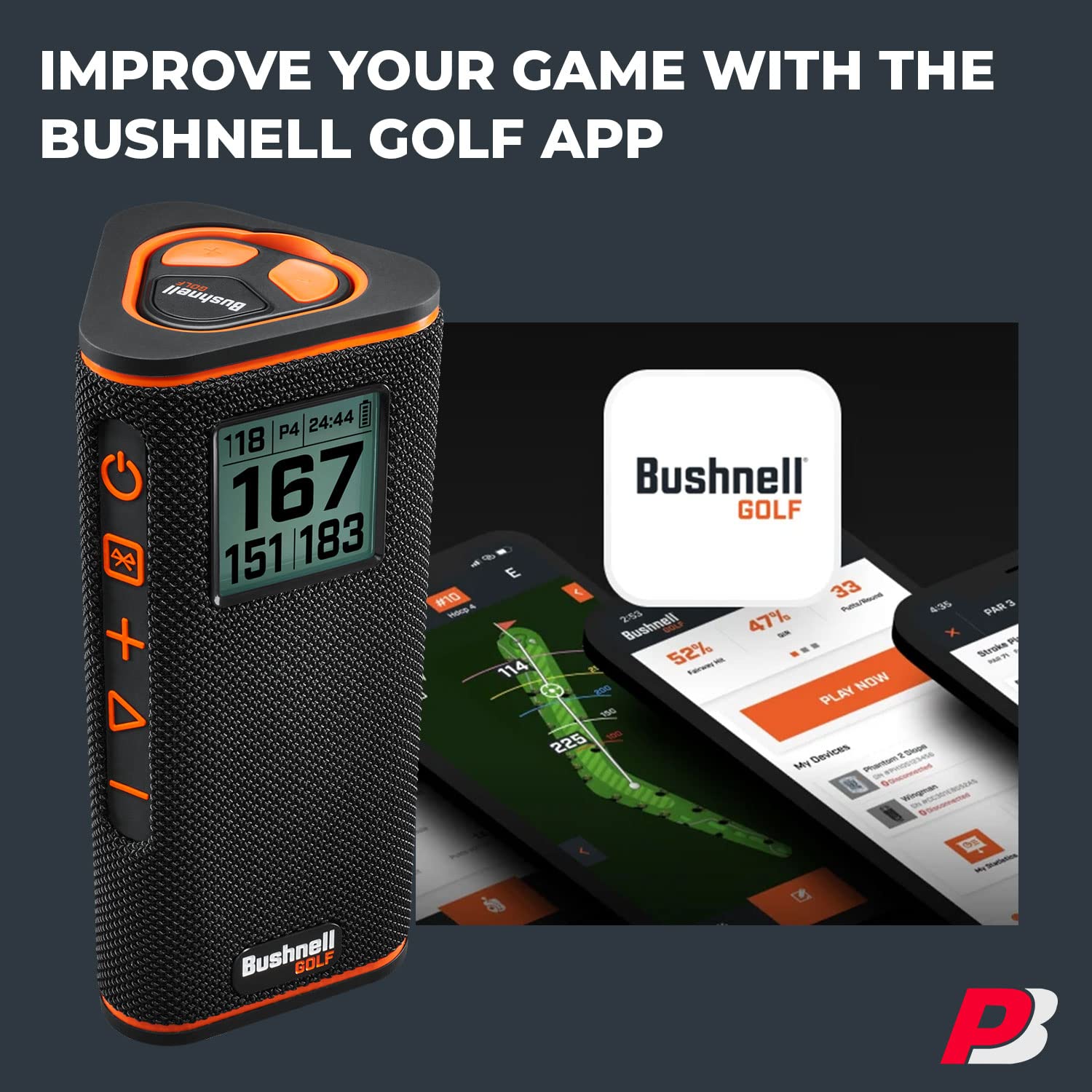 Bushnell Wingman View Bluetooth Golf Speaker with LCD Display & Audible GPS Distances - Premium Golf Gift Set Includes Protective Pouch & Gift Box with Red Bow - Perfect for Golf Courses, Driving Ranges & Outdoor Activities