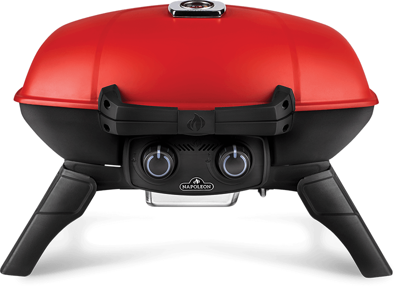 Napoleon TravelQ 285 Portable Propane Gas Grill with Griddle - Red (TQ285 RD 1 A) | Compact Outdoor BBQ for Camping, Tailgating & Backyard Cooking