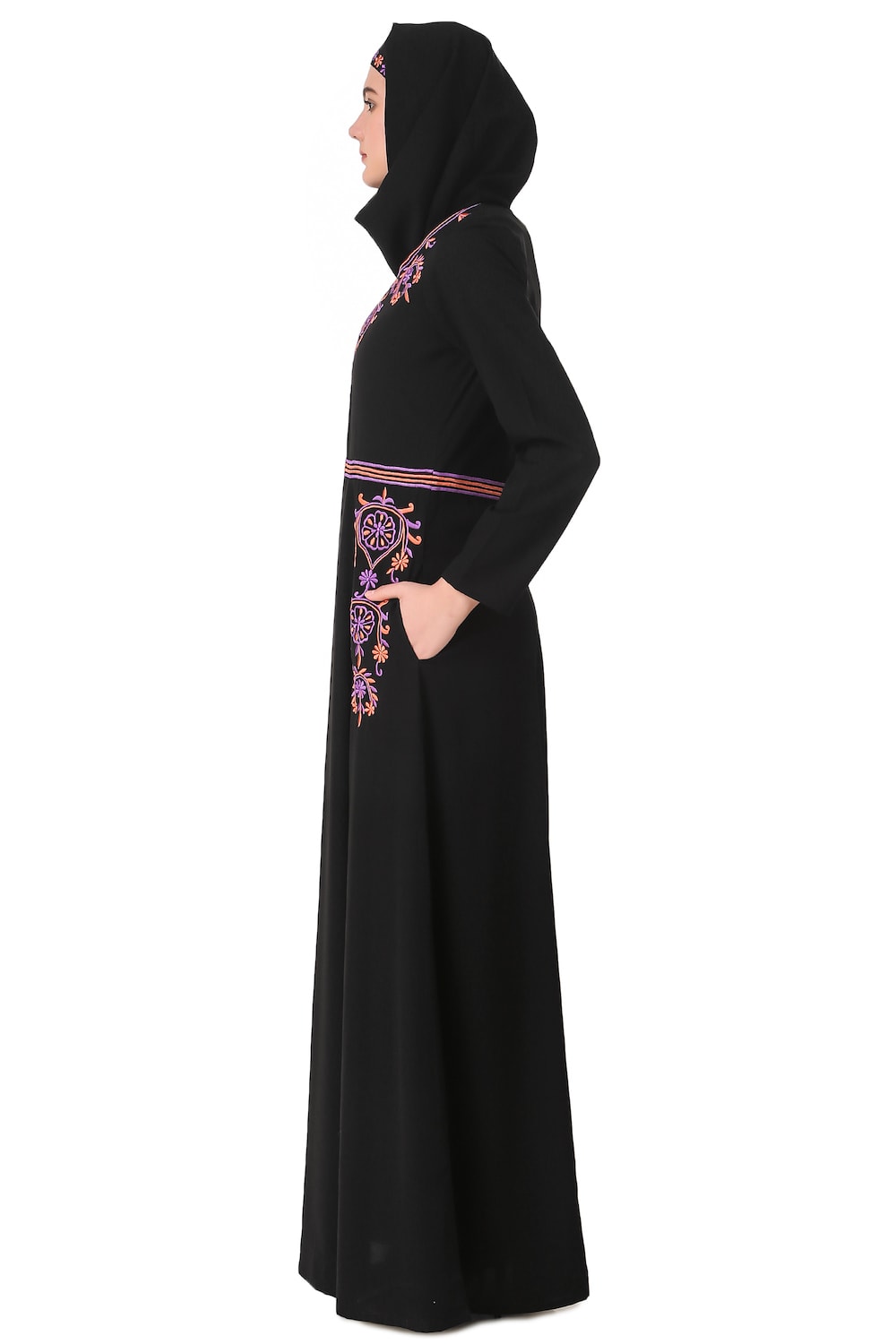 Exquisite Floral Hand Embroidered Anarkali Abaya Dress for Women - Elegant Islamic Modest Wear for Eid, Wedding & Special Occasions