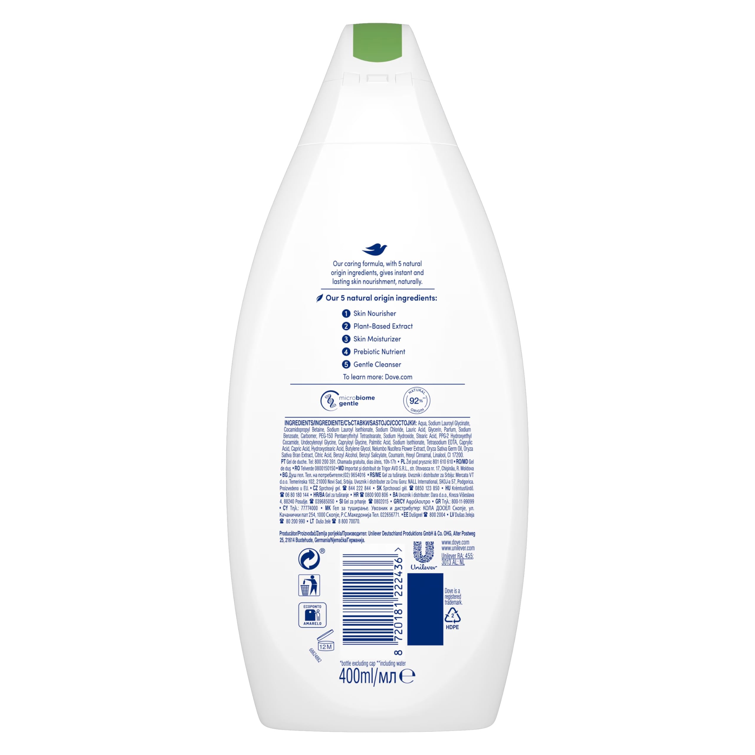 Dove Care By Nature Glowing Shower Gel with Lotus Flower Extract & Rice Water - Hydrating Body Wash for Soft, Radiant Skin - 400ml (13.5 fl oz) - Perfect for Daily Shower Routine & Spa-Like Experience at Home