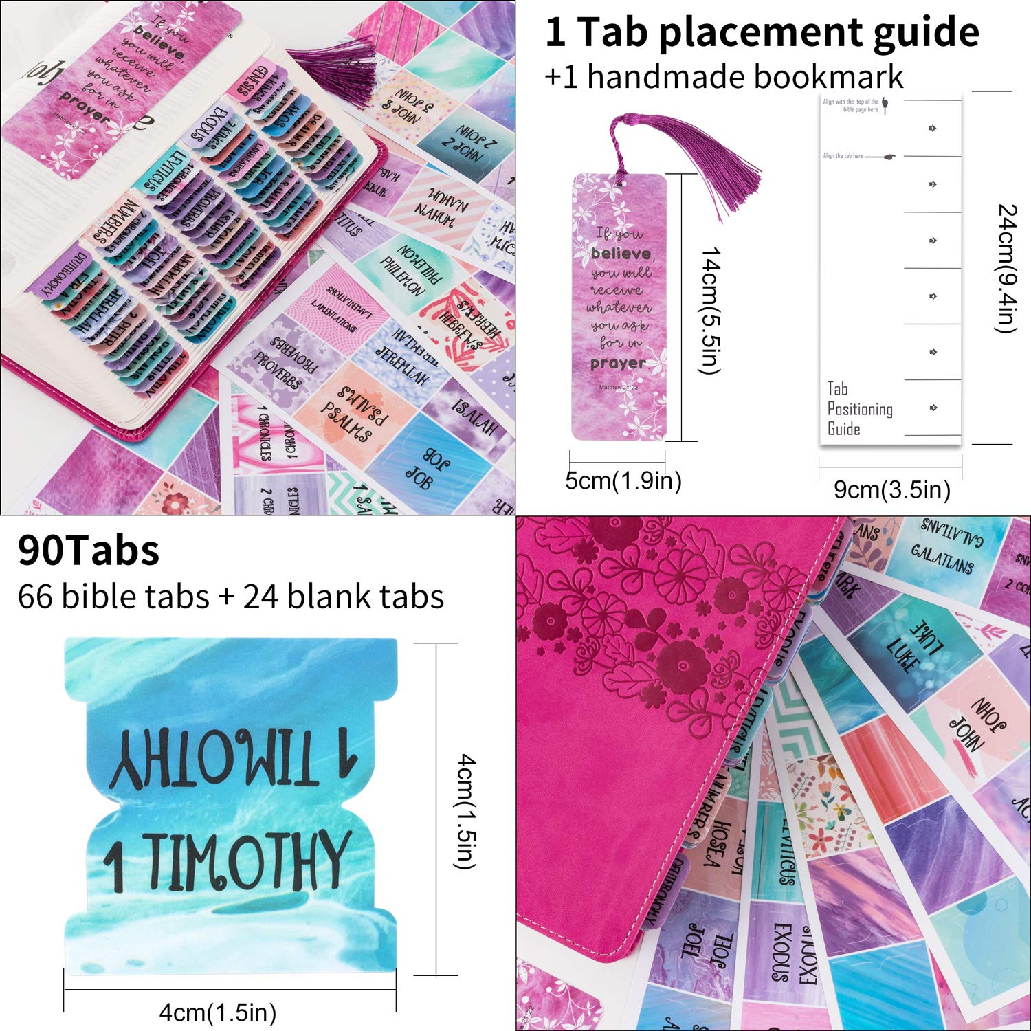 Colorful Bible Indexing Tabs - 90 Peel & Stick Tabs for Scripture Study