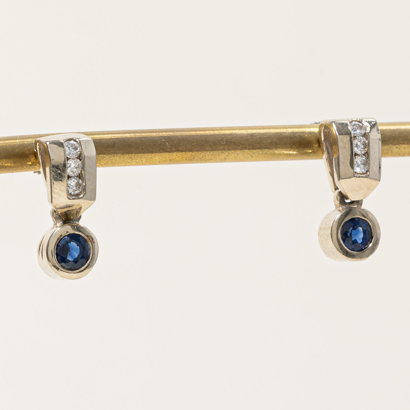 Exquisite Bezel Set Sapphire & Diamond Earrings | 0.64ctw Total Weight | 0.18ctw Diamonds | Elegant Jewelry for Women | Perfect for Weddings, Anniversaries & Special Occasions