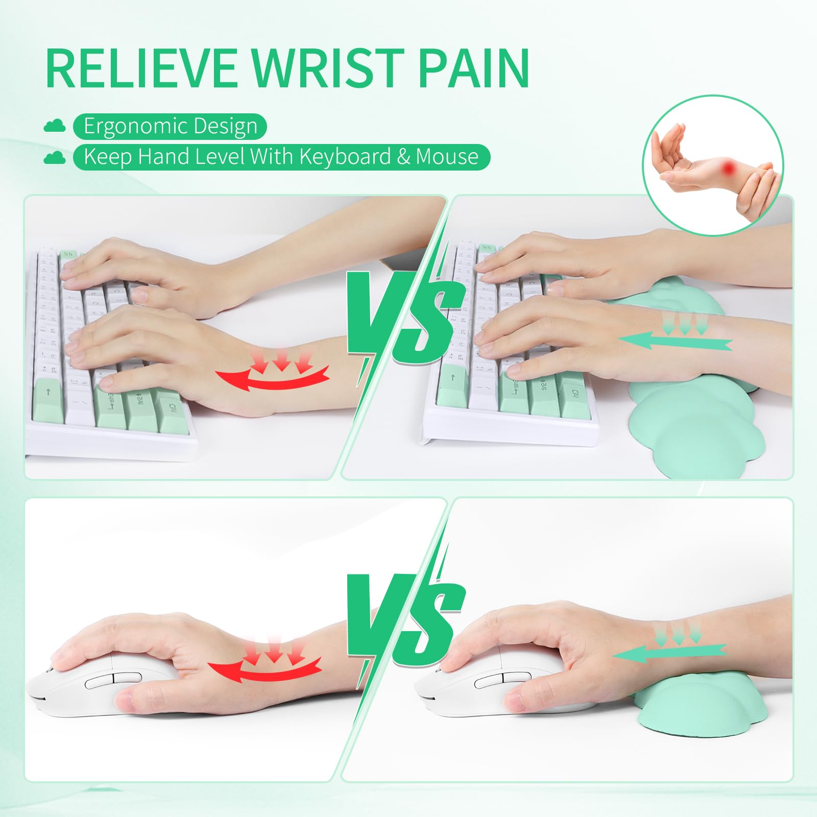 Large Gaming Mouse Pad Set with Keyboard Wrist Rest & Mouse Wrist Support - Ergonomic Desk Mat for Pain-Free Typing - Perfect for Home Office & PC Gaming Setup