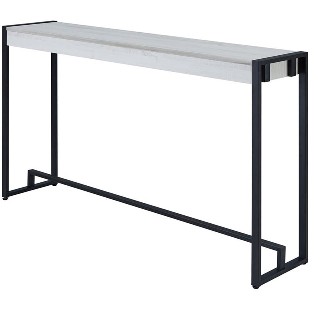 SEI Furniture Macen Wood Top Console Table - Distressed White and Black Finish - Entryway, Hallway, or Living Room Accent Table for Home Decor