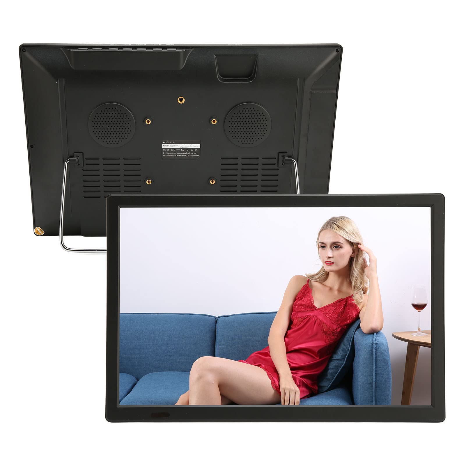 15.4 Inch Portable TV with 1080P HD Screen - Rechargeable Digital TV with USB, SD Card, HDMI & FM Radio - Perfect for Car, Travel, Kitchen, Camping & Outdoor Entertainment