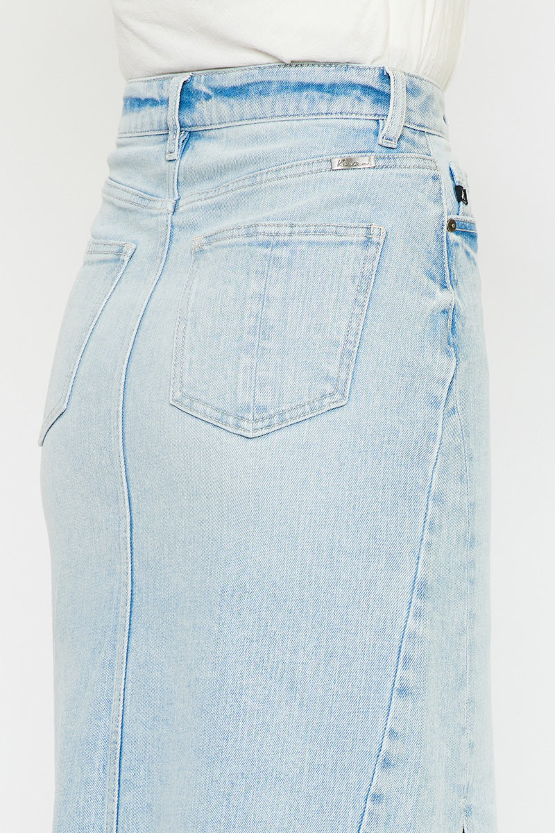 Melinda Women's Maxi Denim Skirt - High Waisted Long Denim Skirt for Women, A-Line Stretch Comfortable Jeans Skirt for Casual Outfits & Summer Fashion