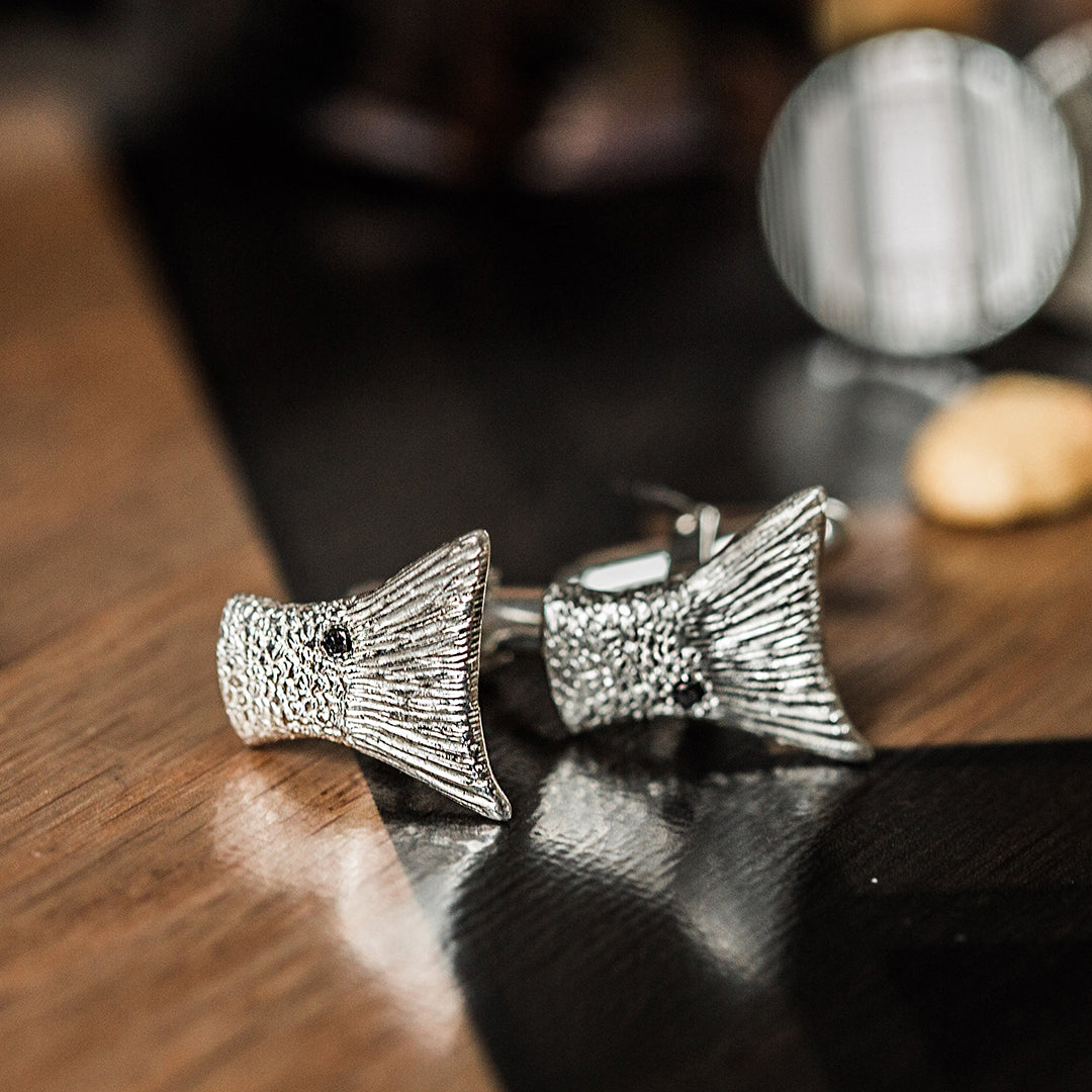 Elegant Sterling Silver Redfish Cufflinks for Men - Perfect for Weddings, Business & Formal Occasions