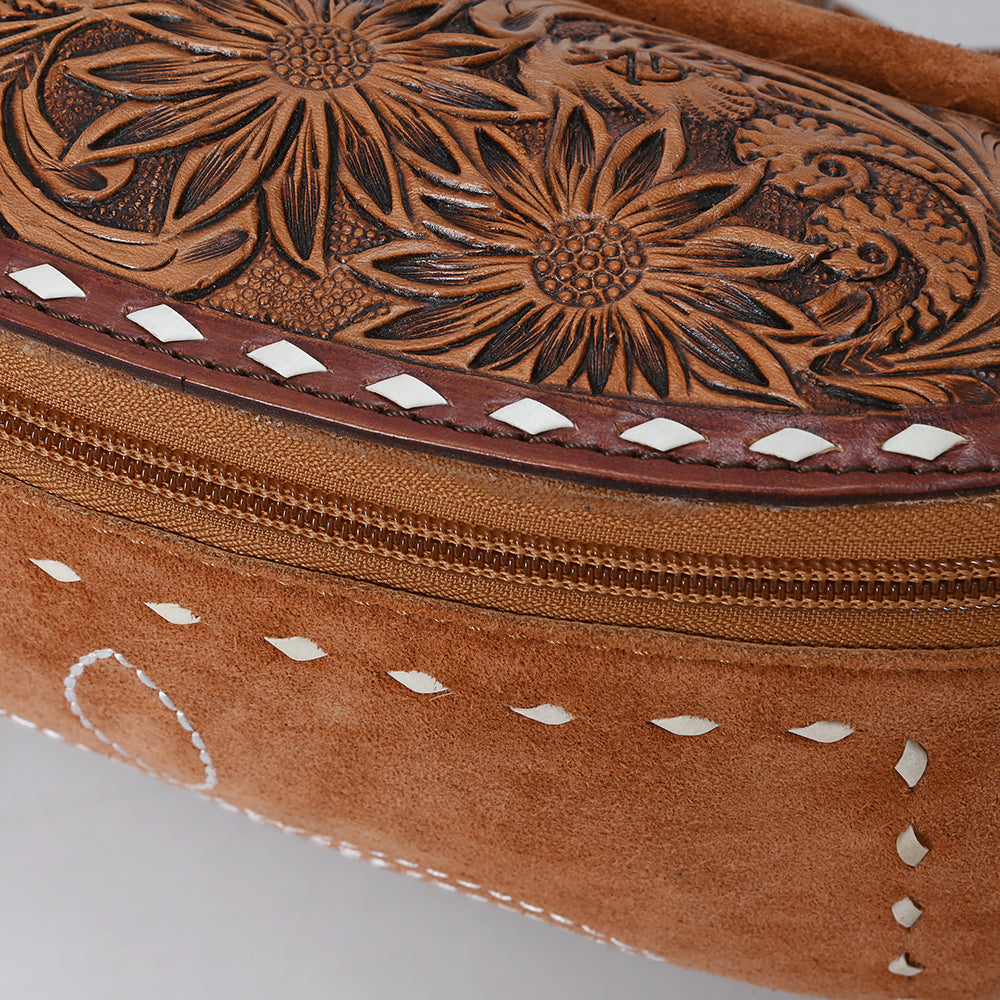 **American Darling ADBG1660 Genuine Western Leather Fanny Pack - Hand Tooled Suede Women's Crossbody Bag for Outdoor, Travel & Festivals**