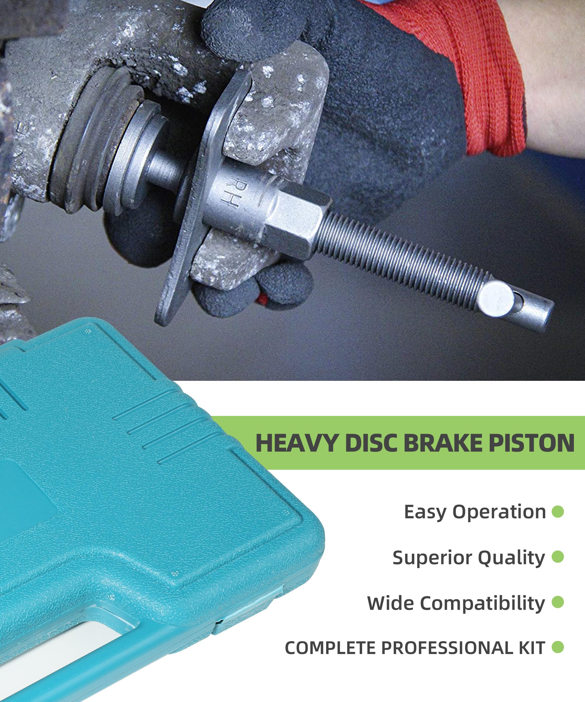 RACOONA 24-Piece Brake Caliper Compression Tool Kit - Professional Disc Brake Caliper Wind Back Tool & Piston Compressor Set - Universal Fit for Most Cars, Trucks & SUVs - Perfect for DIY Auto Repair & Maintenance