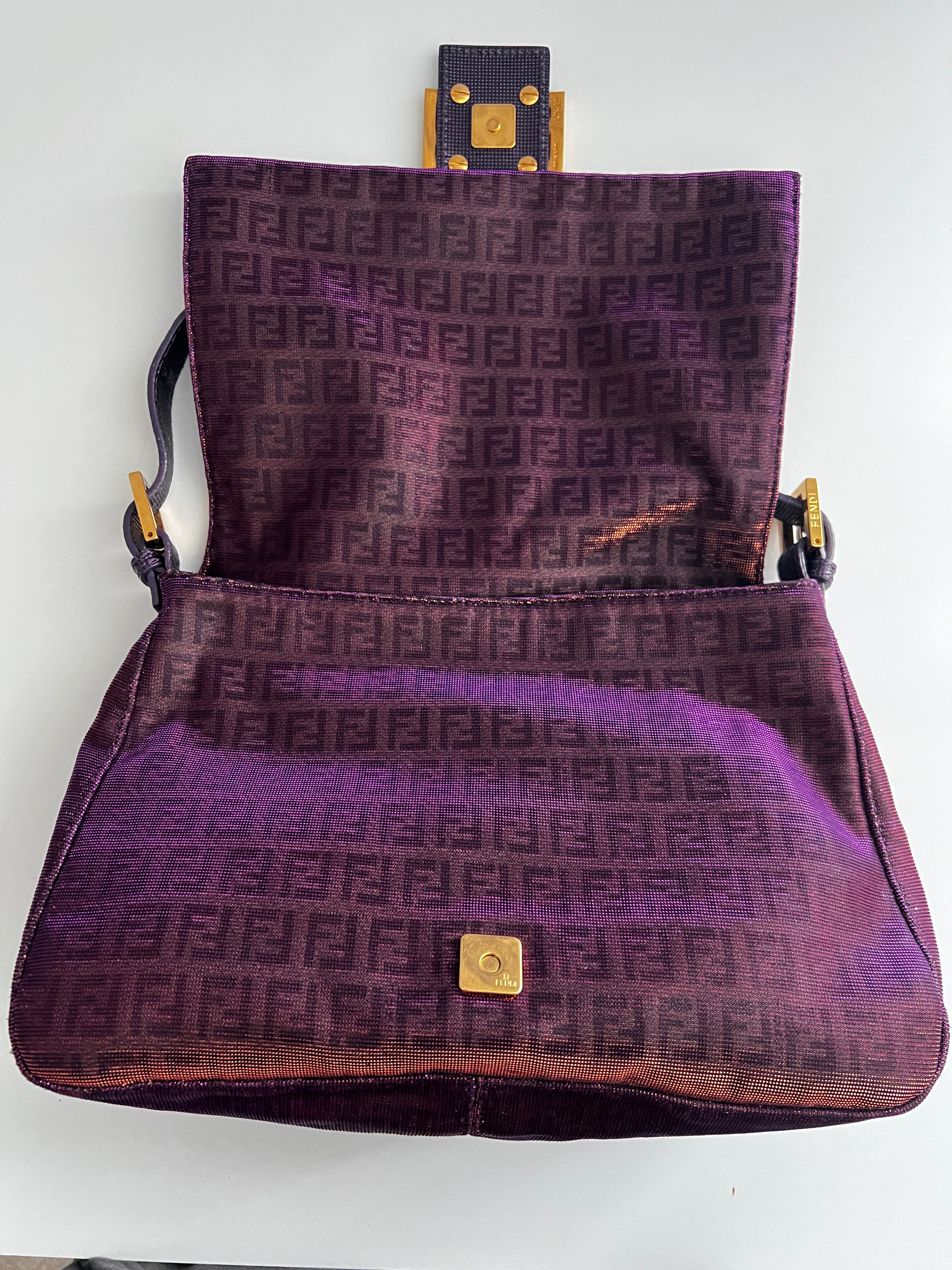 Fendi Purple Zucchino Mamma Baguette Bag - Luxury Designer Handbag for Women | Perfect for Evening Parties, Date Nights & Special Occasions