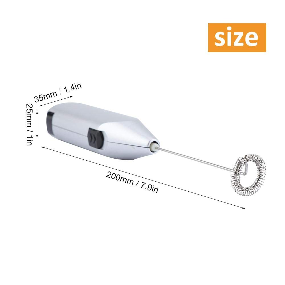 Electric Milk Frother Handheld - Battery Operated Milk Mixer with Stainless Steel Whisk for Cappuccino, Coffee & Hot Chocolate - Perfect for Home Barista, Coffee Shops & DIY Drinks