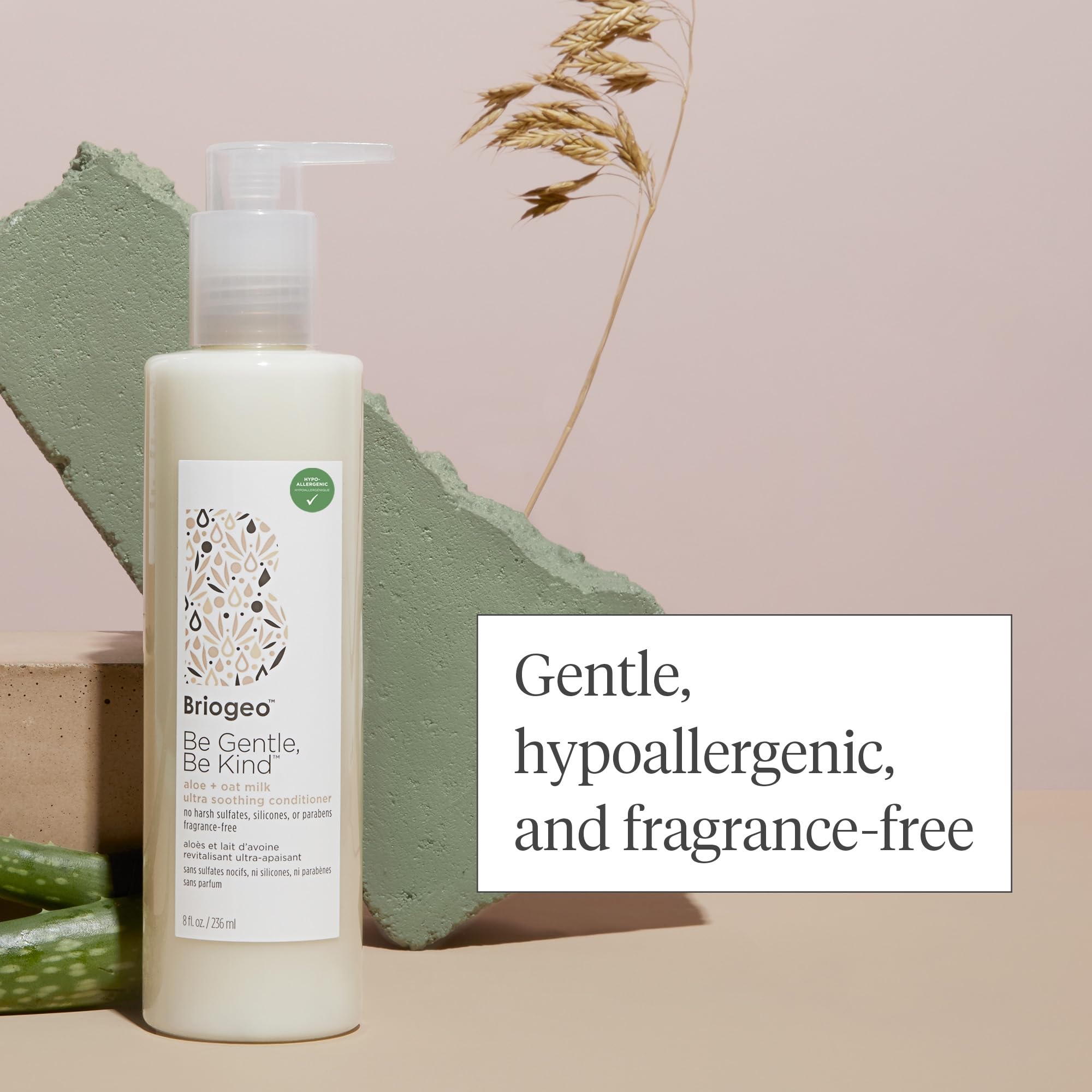 Briogeo Be Gentle Be Kind Aloe + Oat Milk Ultra Soothing Conditioner 8 fl oz - Hypoallergenic, Fragrance Free, Vegan & Cruelty-Free Hair Care | Dermatologist Approved for Sensitive Scalp | Perfect for Dry, Damaged Hair & Post-Color Treatment