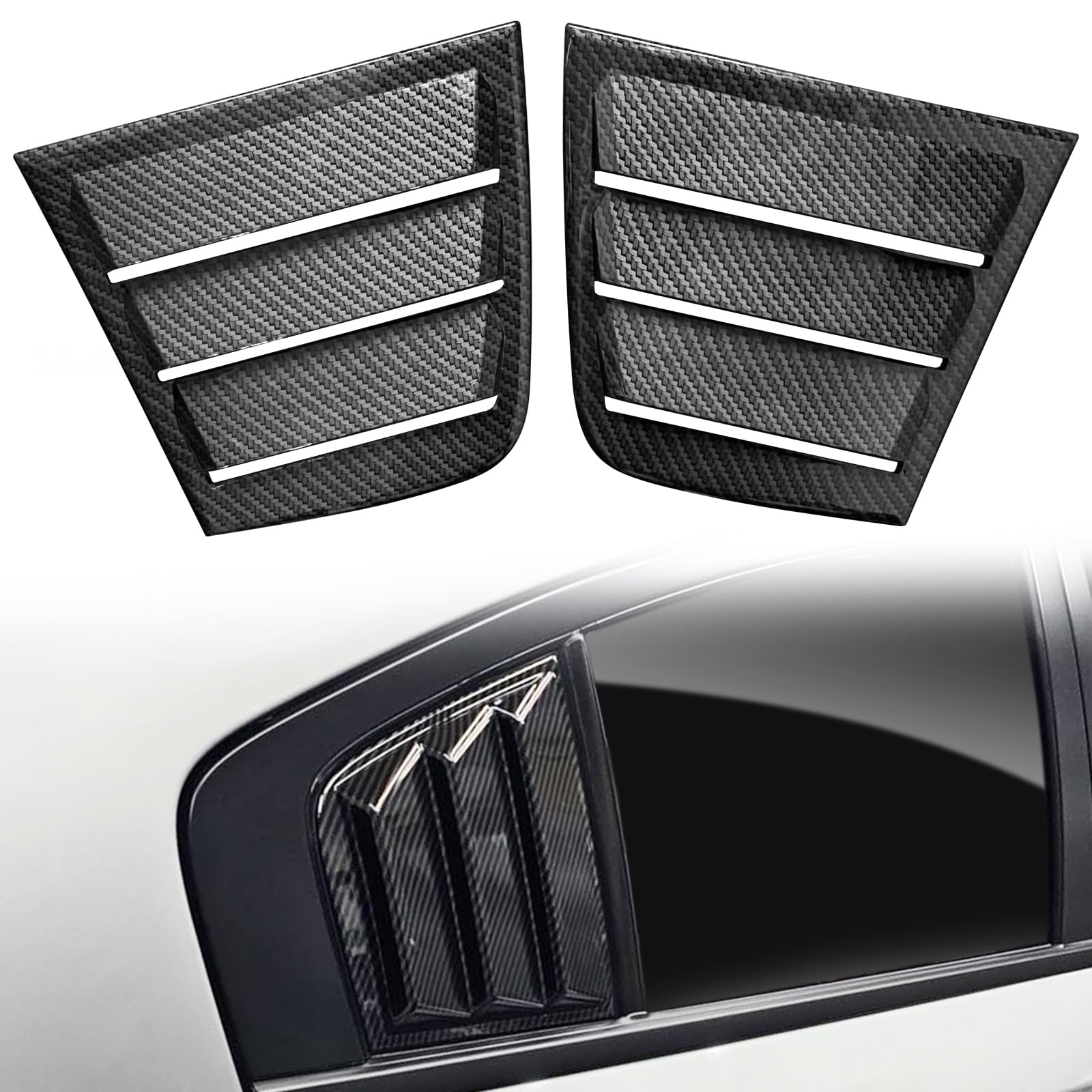 Dodge Charger 2011-2024 Side Window Shades Cover Blinds - ABS Carbon Fiber Window Louver (2-Pack) | UV Protection & Privacy for Parking & Driving