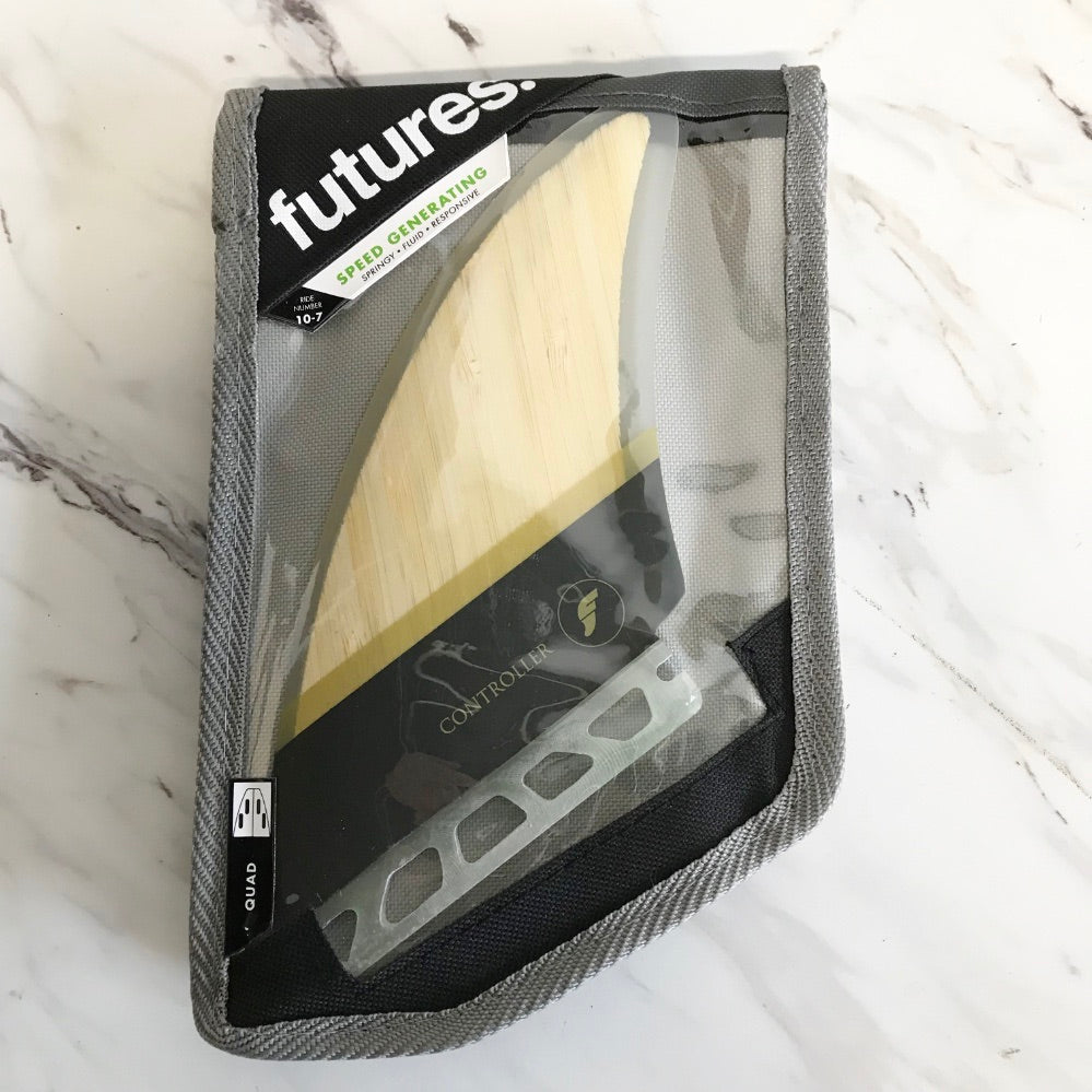 Futures QUAD Fiberglass Bamboo Surfboard Controller - Lightweight & Durable for All Surfers | Perfect for Shortboards & Performance Surfing