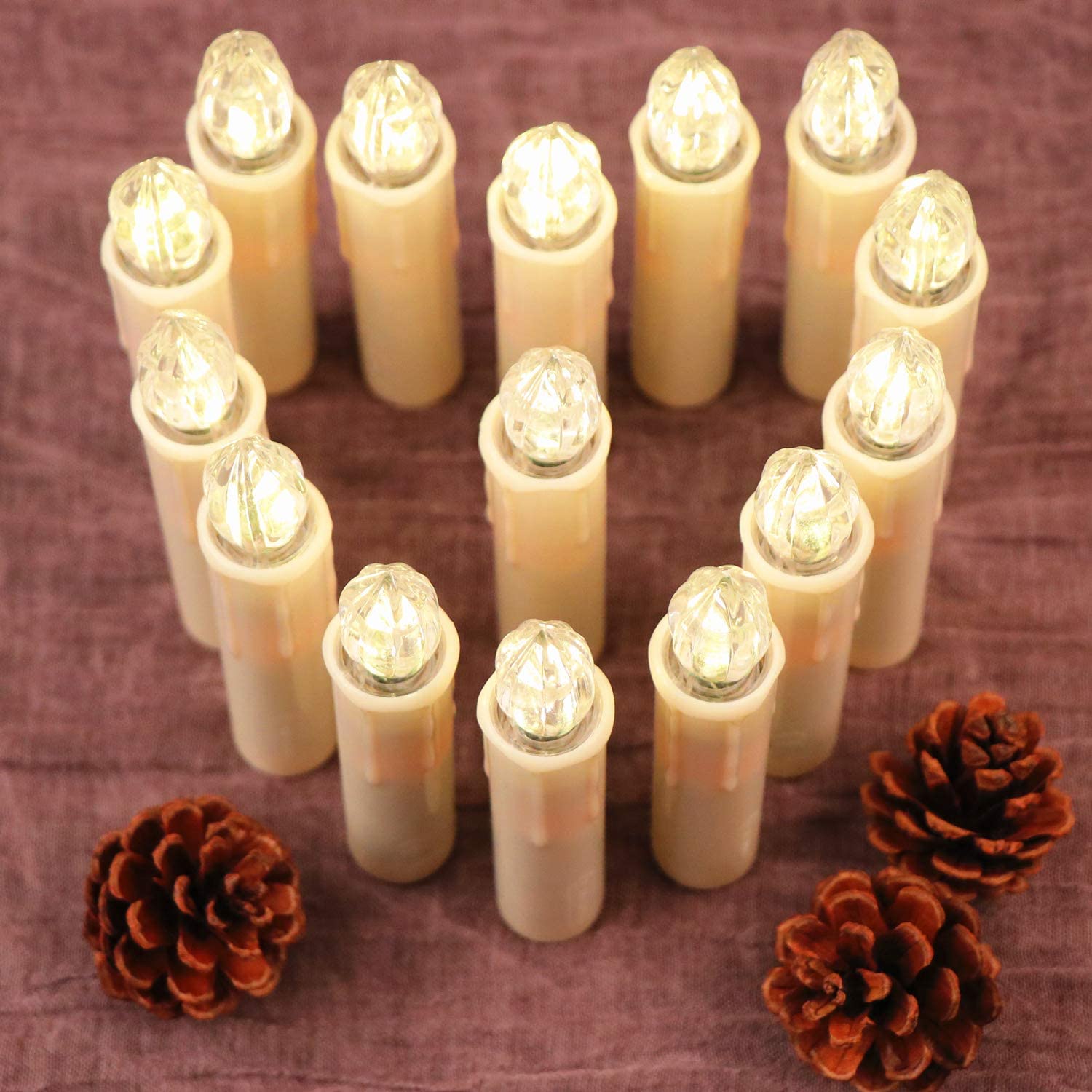 24 Pack Ivory Flameless LED Window Candles - 4 Inch Battery Operated Taper Candles with Remote & Timer, Warm White Flickering Light for Home Decor, Chandelier, Christmas, Birthday Party, Wedding Centerpiece