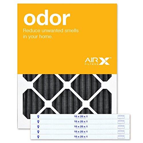 AIRX FILTERS WICKED CLEAN 16x20x1 MERV 8 Carbon Pleated Air Filter - Odor Eliminator & Allergen Reduction - Made in USA - Box of 6 - Perfect for Home, Office & HVAC Systems