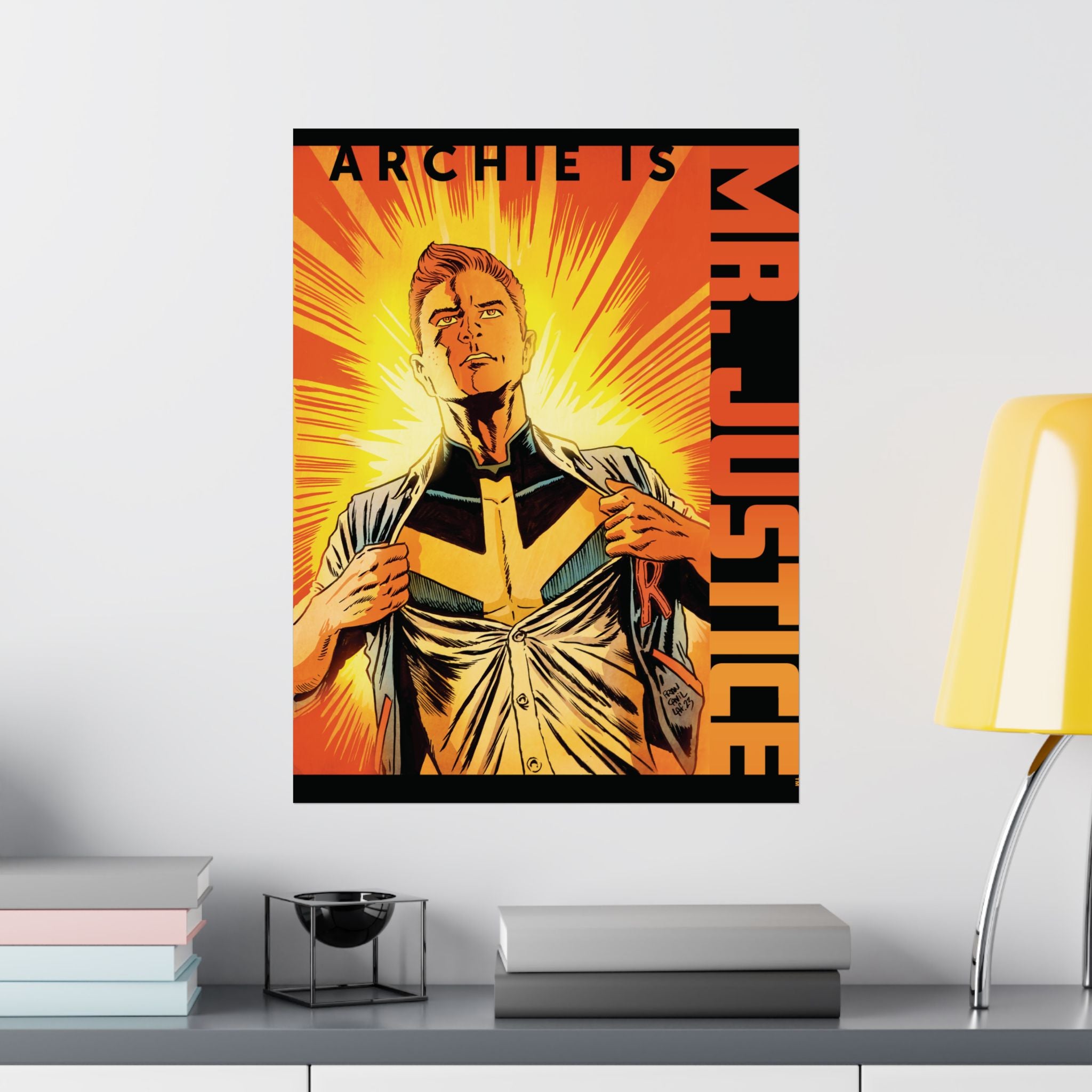 Archie Comics Mr. Justice Sunburst Design Matte Vertical Poster - Perfect for Comic Book Fans, Home Decor & Office Wall Art