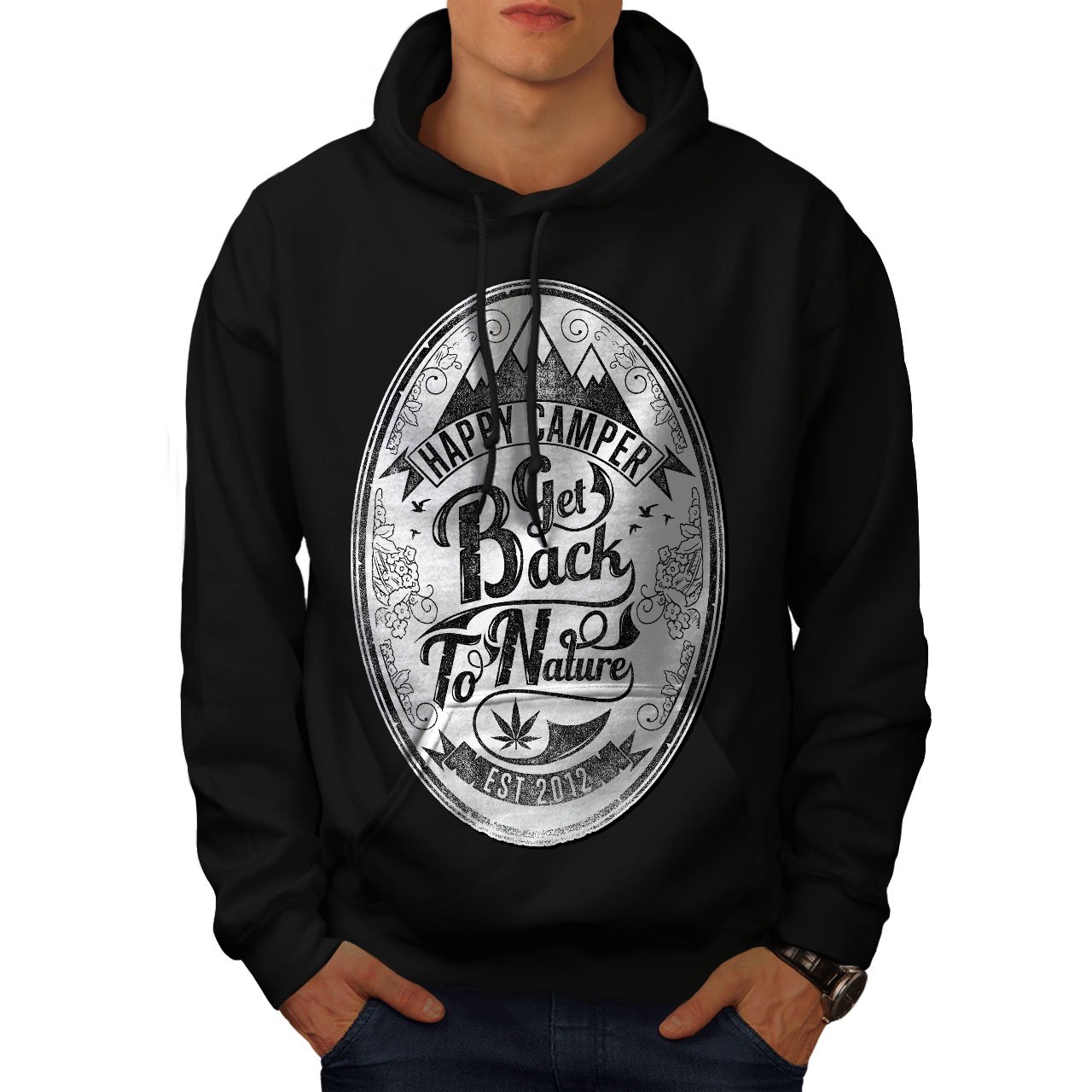 Wellcoda Men's Get Back to Nature Hoodie - Soft Cotton Hooded Sweatshirt for Outdoor Adventures, Hiking & Casual Wear