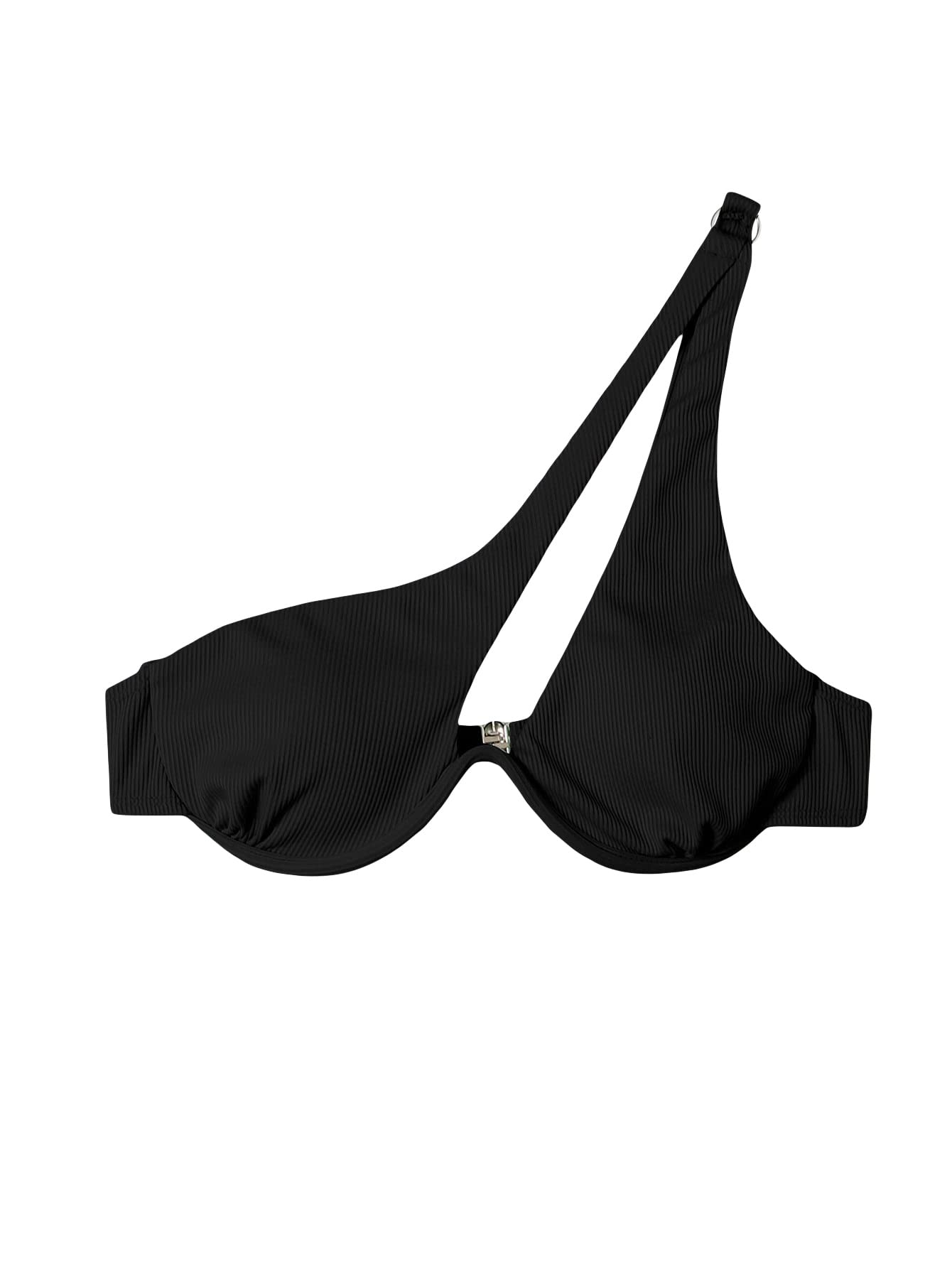 MakeMeChic Women's Sexy One Shoulder Cut Out Underwire Push Up Bikini Top - Perfect for Beach Vacations, Pool Parties & Summer Getaways