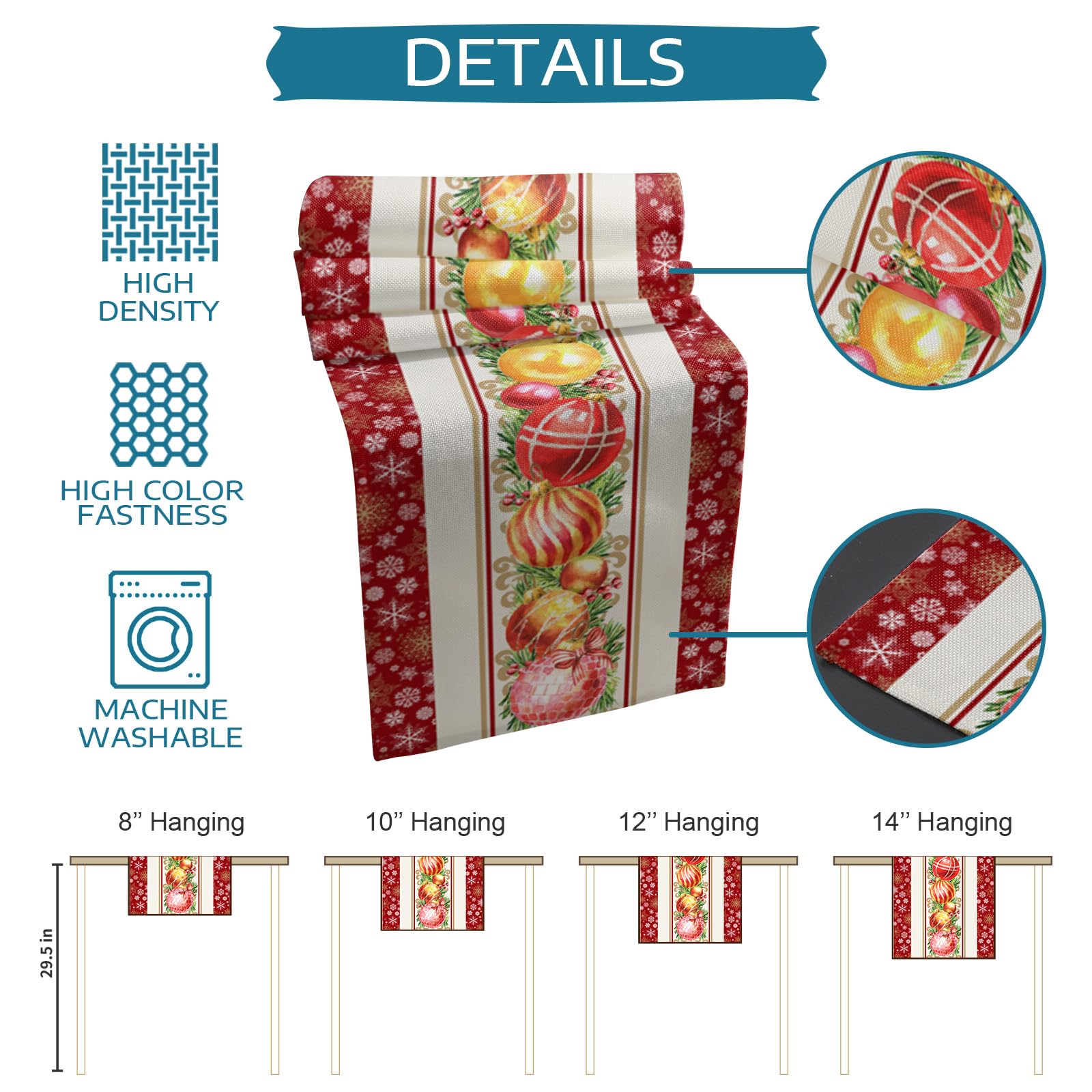 120 Inch Cotton Linen Table Runner - Christmas Kitchen Dining Decor, Xmas Berry Red Winter Snowflake Design for Coffee Table, Wedding Party & Banquet | Perfect for Holiday Gatherings, Dinner Parties & Home Decoration