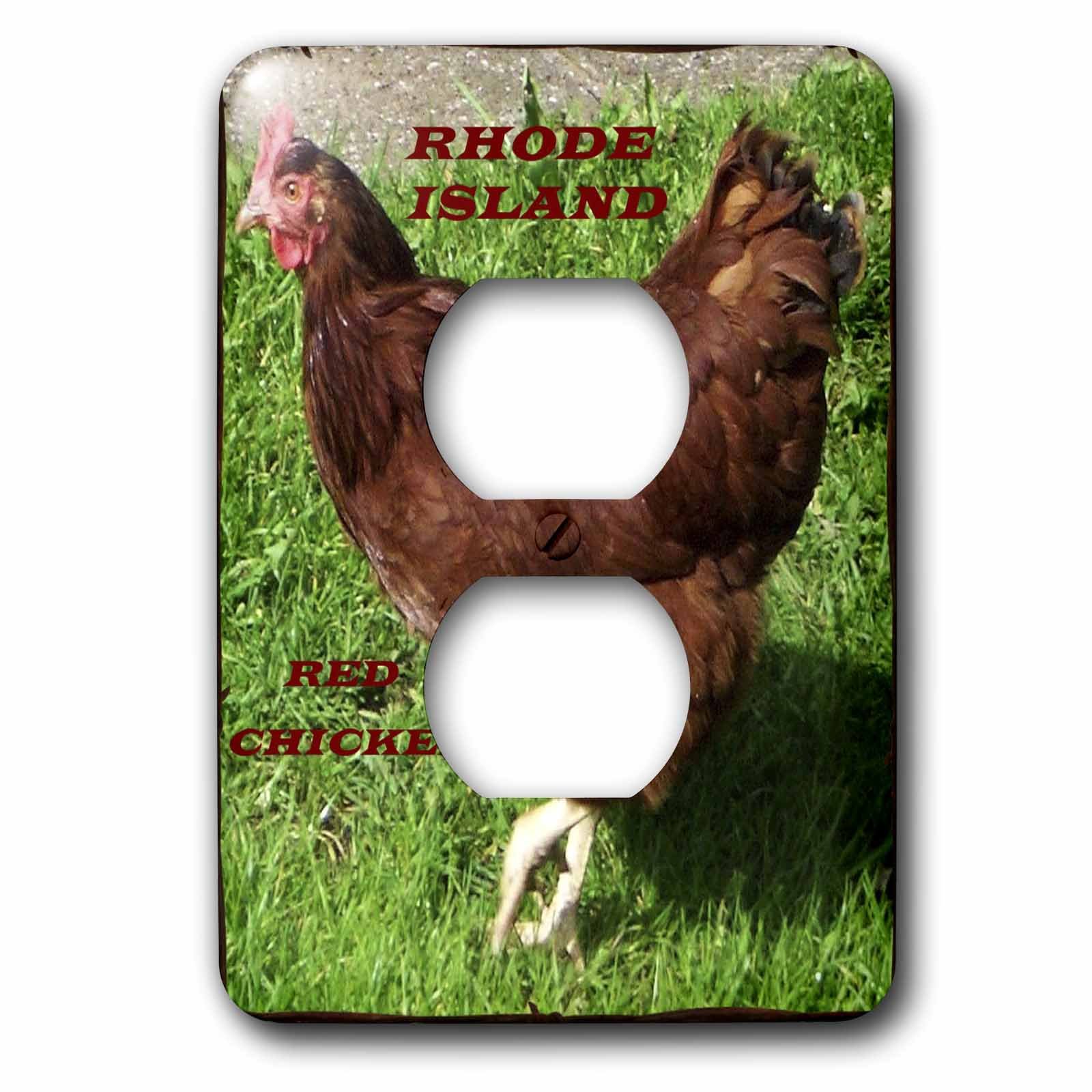 3D Rose Rhode Island Red Chicken State Bird Outlet Cover - Decorative Wall Plate for Home & Kitchen Decor, Perfect for Farmhouse, Country, or Vintage Style Rooms