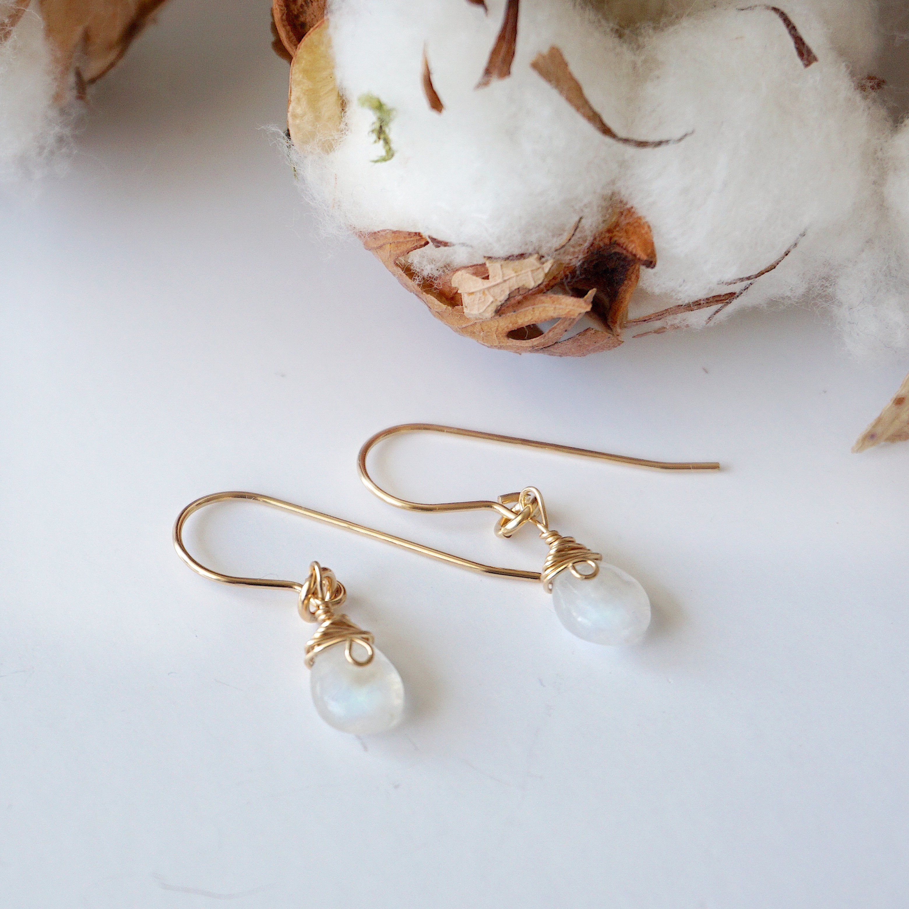 Rainbow Moonstone Teardrop Earrings - 14k Gold Filled Dangle Earrings for Women, Elegant Boho Jewelry Gift for Birthday, Wedding & Special Occasions