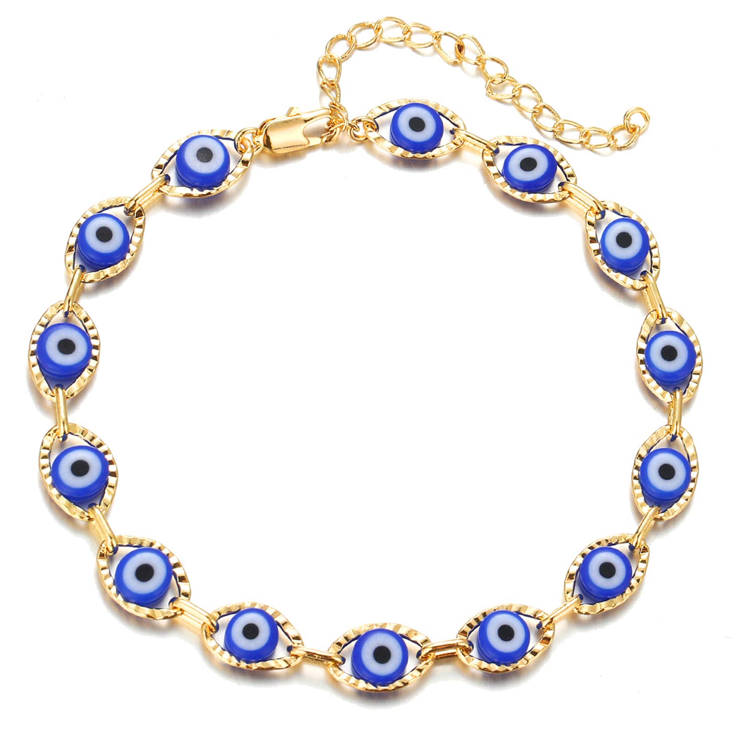 14K Gold & Silver Evil Eye Ankle Bracelets for Women & Teen Girls - Protection Jewelry for Good Luck, Travel & Everyday Wear