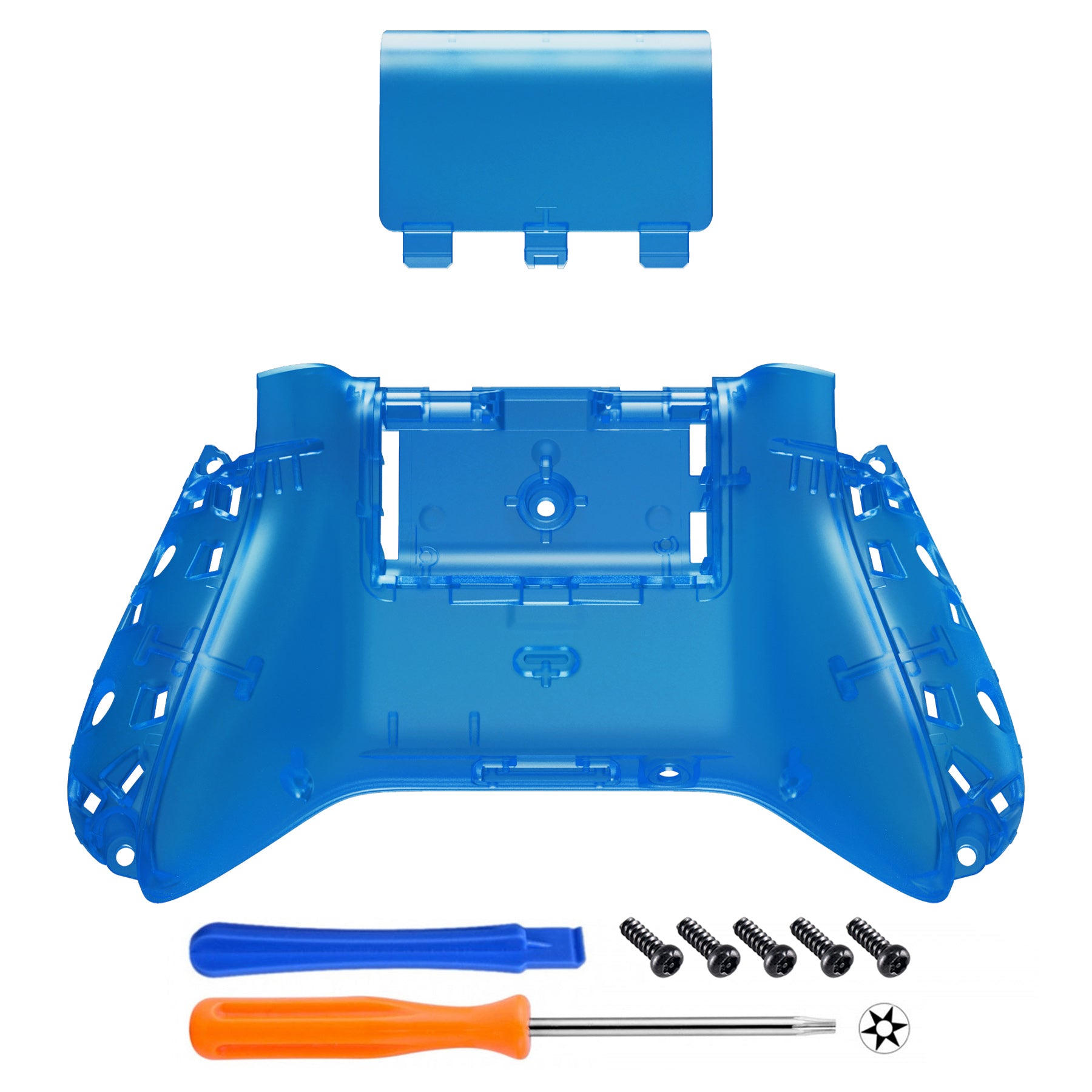 ExtremeRate Clear Blue Custom Bottom Shell & Battery Cover for Xbox Series S/X Controller - DIY Replacement Backplate for Xbox Core Controller Model 1914 - Perfect for Gaming Enthusiasts & Custom Mods (Controller & Side Rails Not Included) BX3M504