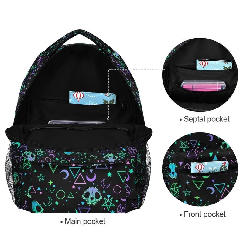 Magic Skulls College Backpack - Stylish Laptop Rucksack for Adults & Teens, Durable Business Travel & School Bookbag, Perfect for Work, Study, and Daily Commute