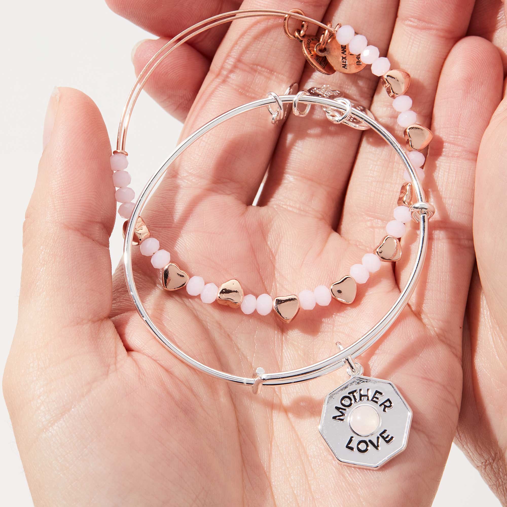Rose Quartz Charm Bangle Bracelet for Women - Mother's Love Healing Crystal Jewelry Gift for Mom, Wife, Daughter - Perfect for Meditation, Yoga & Positive Energy