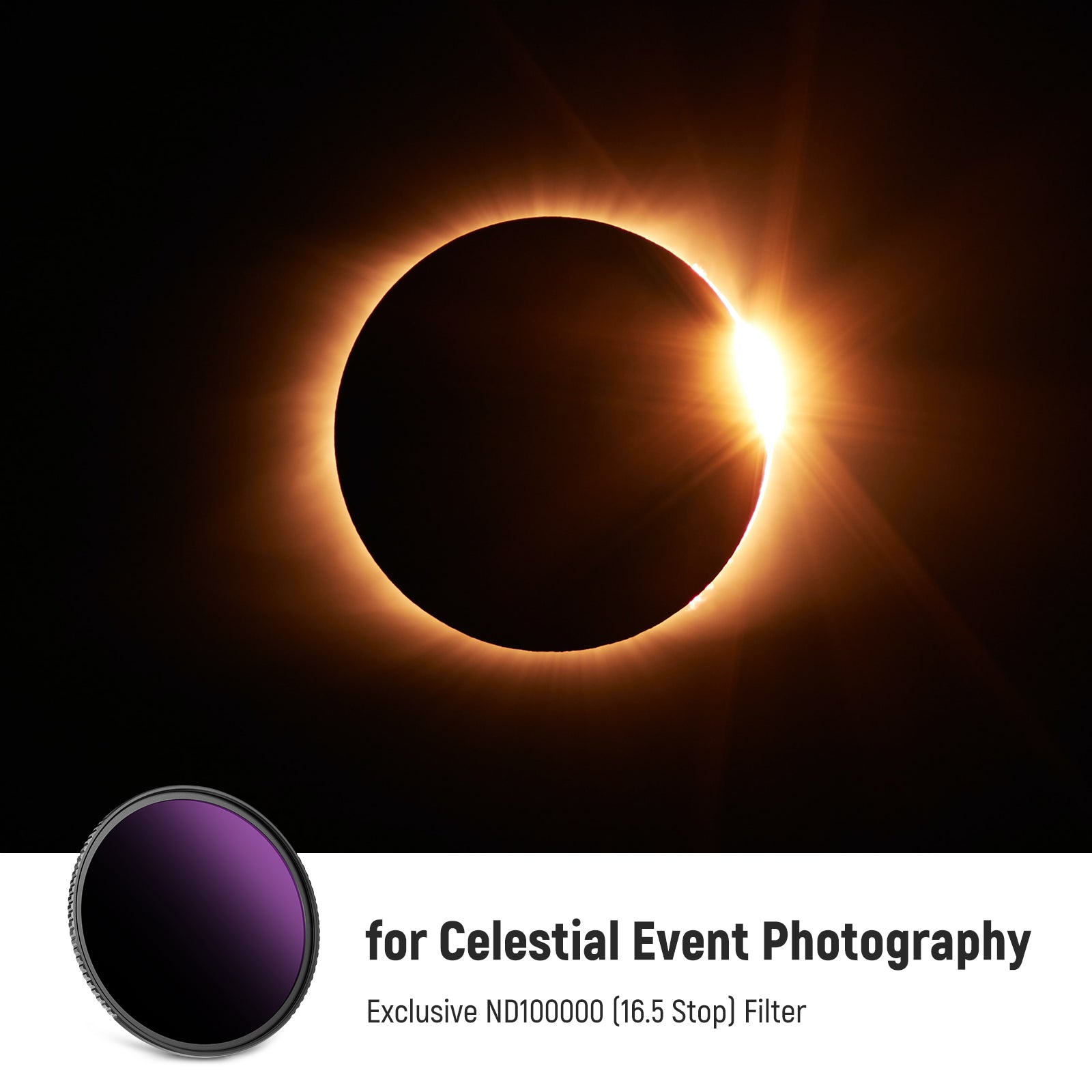 NEEWER ND100000 (16.5 Stop) Solar Filter for DSLR Cameras - Safe Eclipse Photography & Sun Viewing - Perfect for Solar Eclipses, Astronomy, and Astrophotography