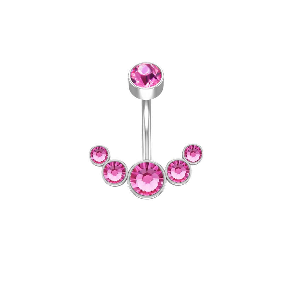 Czech Diamond Navel Ring - Premium 316L Surgical Steel Belly Button Ring | WH6012 for Body Piercing Jewelry & Belly Dance Accessories