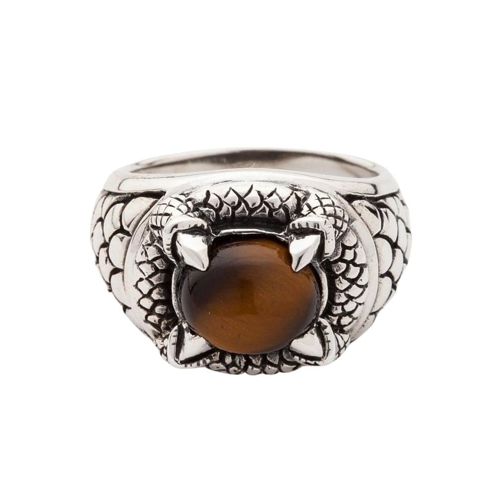Gothic Claw Tiger Eye Sterling Silver Men's Ring for Punk Fashion & Gothic Jewelry Lovers - Perfect for Halloween, Cosplay & Alternative Style