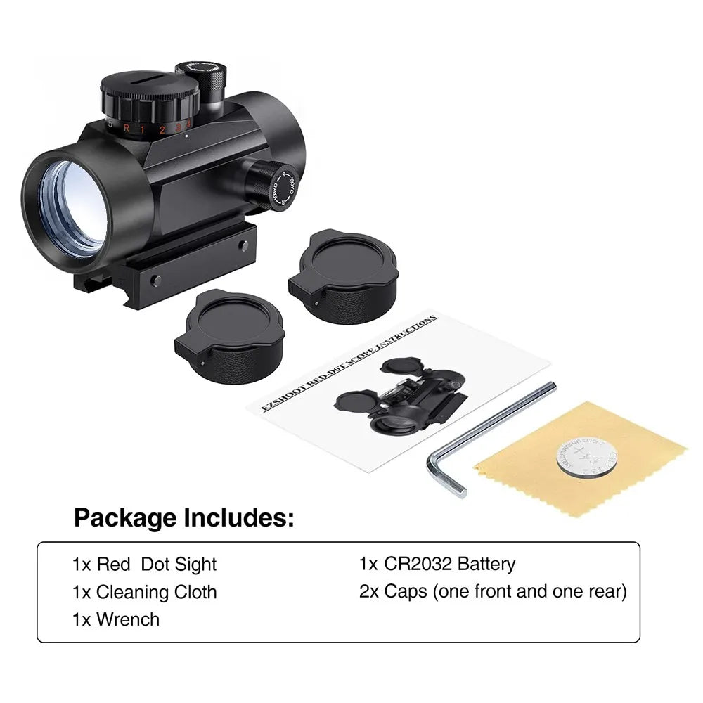 1x30mm Tactical Red Dot Sight Scope with 11/20mm Picatinny Rail Mount - Perfect for Hunting, Shooting & Airsoft | Durable Optical Sight for Outdoor Adventures & Tactical Gear