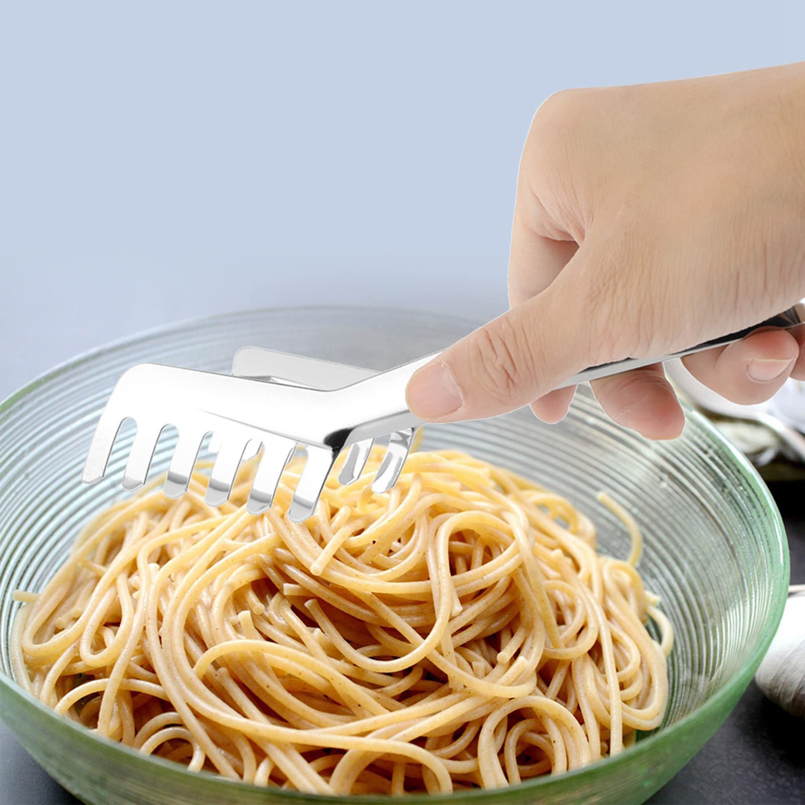 Stainless Steel Pasta Tongs - 8.66 Inch Kitchen Comb Shaped Serving Utensil for Cooking, Buffet, Salad & Spaghetti | Perfect for Restaurants, Dinner Parties & Home Kitchens