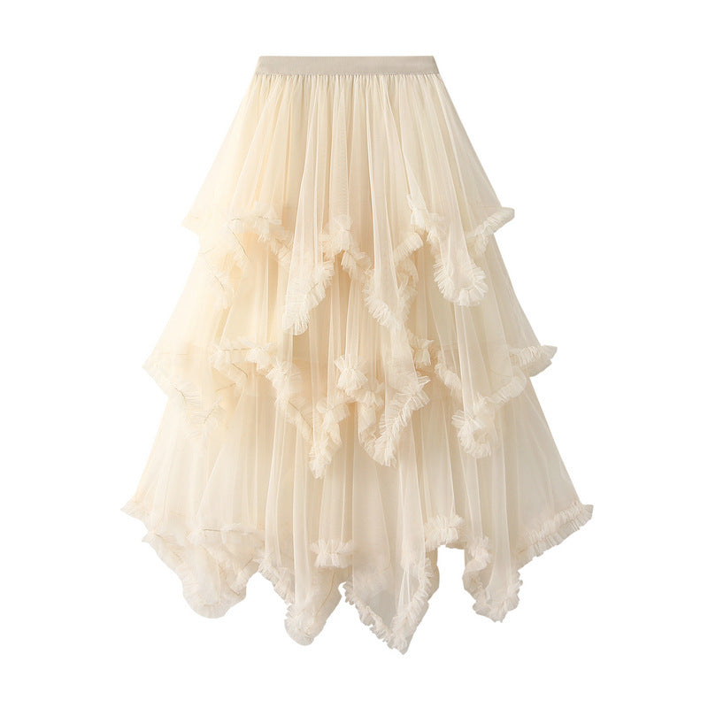 Elegant Irregular Mesh Cake Skirt - Mid Length High Waist Fluffy Fairy Skirt for Women | Perfect for Weddings, Parties & Cosplay | Style 749