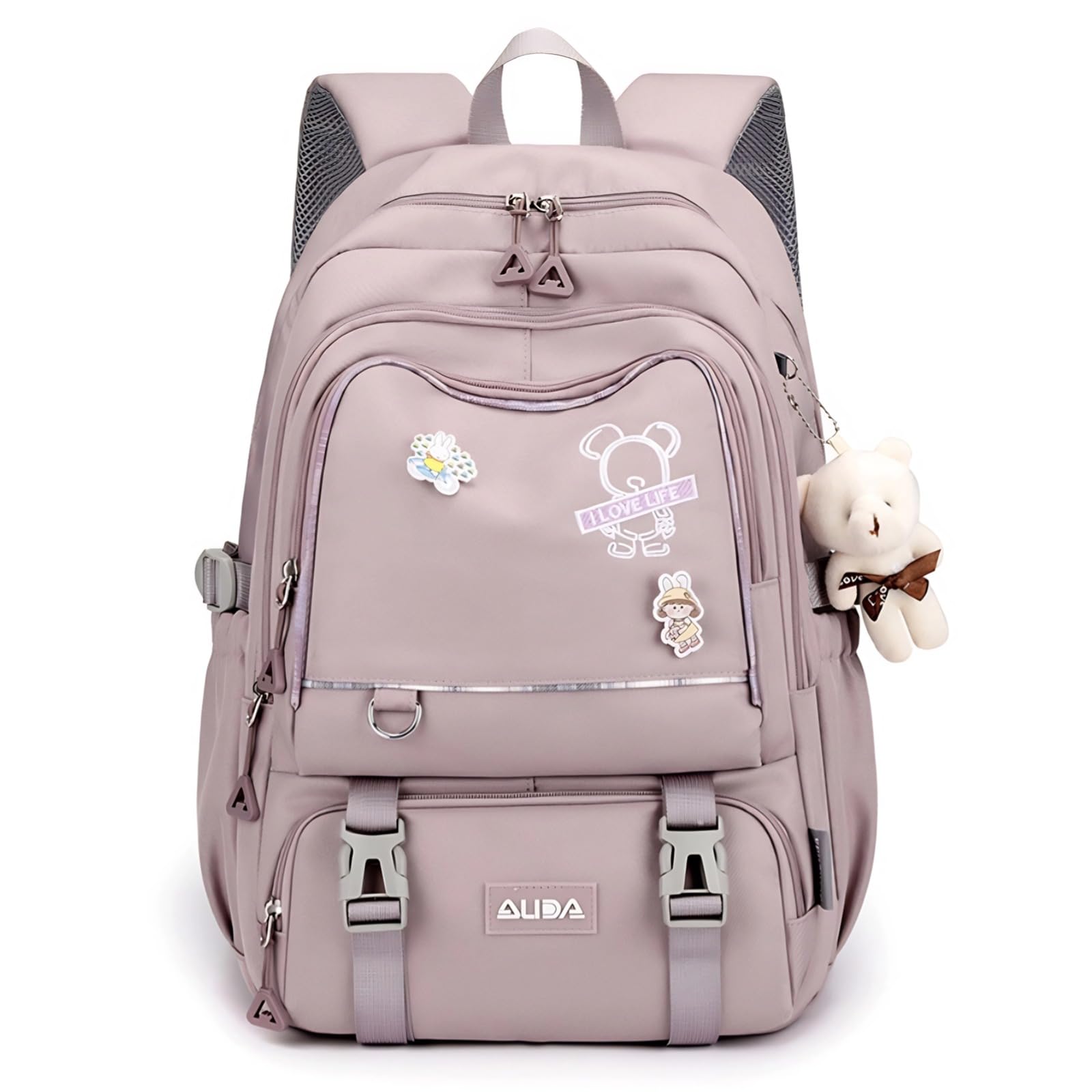 Stylish Purple Laptop Backpack for School & Travel - Large Capacity with Multiple Pockets, Luggage Strap - Perfect for Girls, Students & Commuters (Ideal for College, Work & Airplane Carry-on)