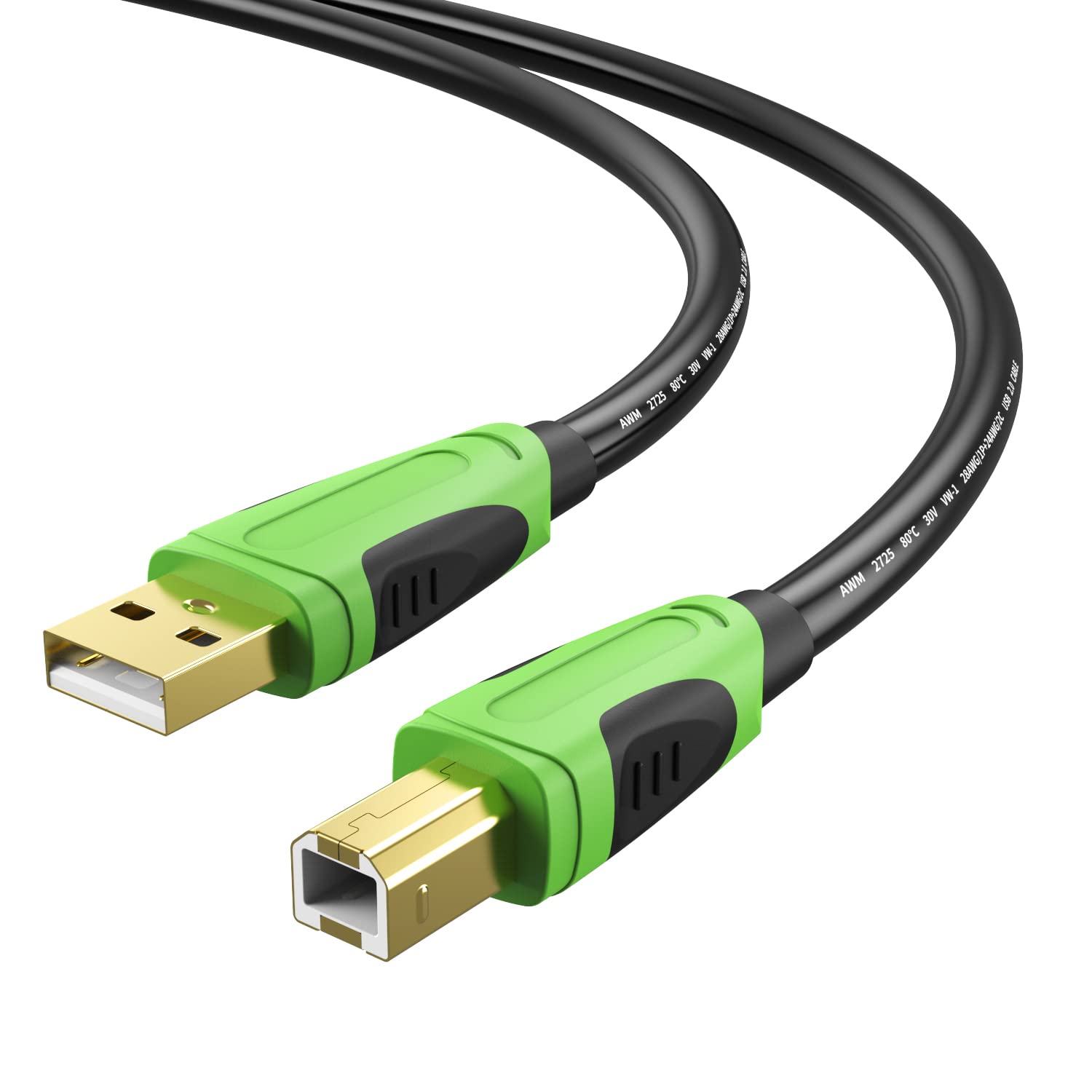 XXONE 20ft USB 2.0 Printer Cable - Type A Male to B Male Gold Plated Connectors for HP, Epson, Canon Printers & Scanners | High Speed Data Transfer, Durable Nylon Braided | Home Office & Commercial Use