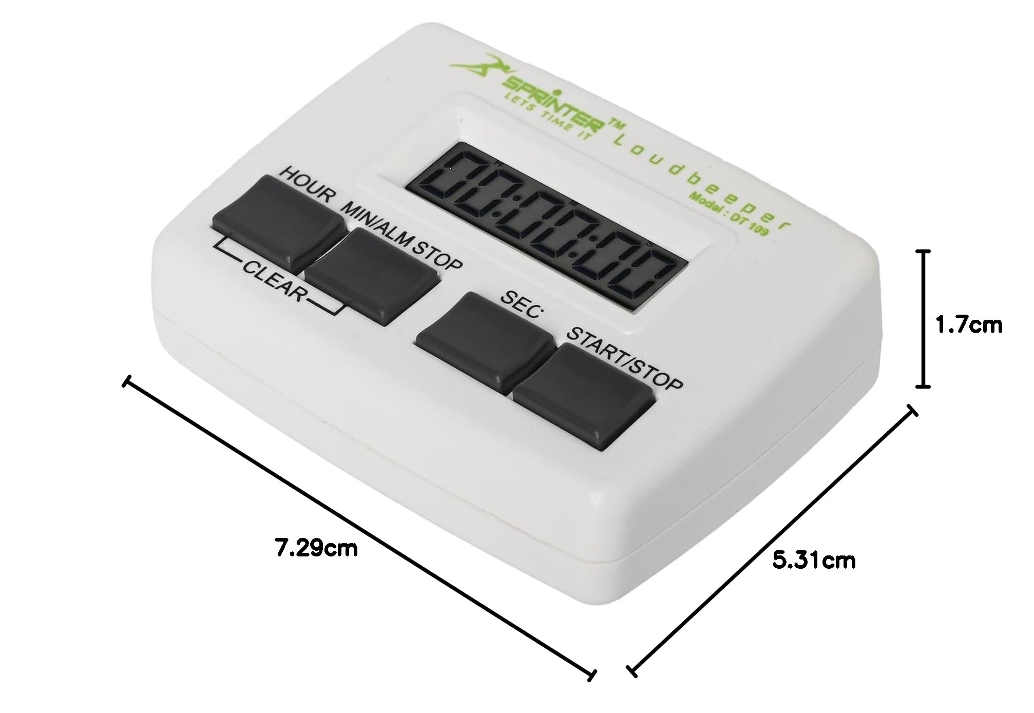 LABART White Digital Timer (DT 109) - Extra Loud Alarm, Countdown & Count Up, Magnetic Back for Kitchen, Laboratories, Cooking, Baking, Gym Workouts & Study Sessions