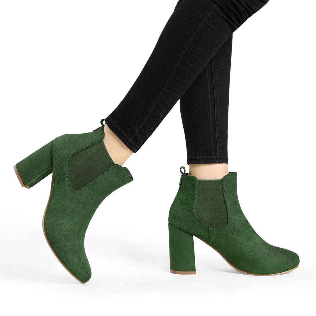Allegra K Women's Chunky Heel Chelsea Boots Round Toe Ankle Booties - Perfect for Office, Party & Fall Winter Fashion Outfits